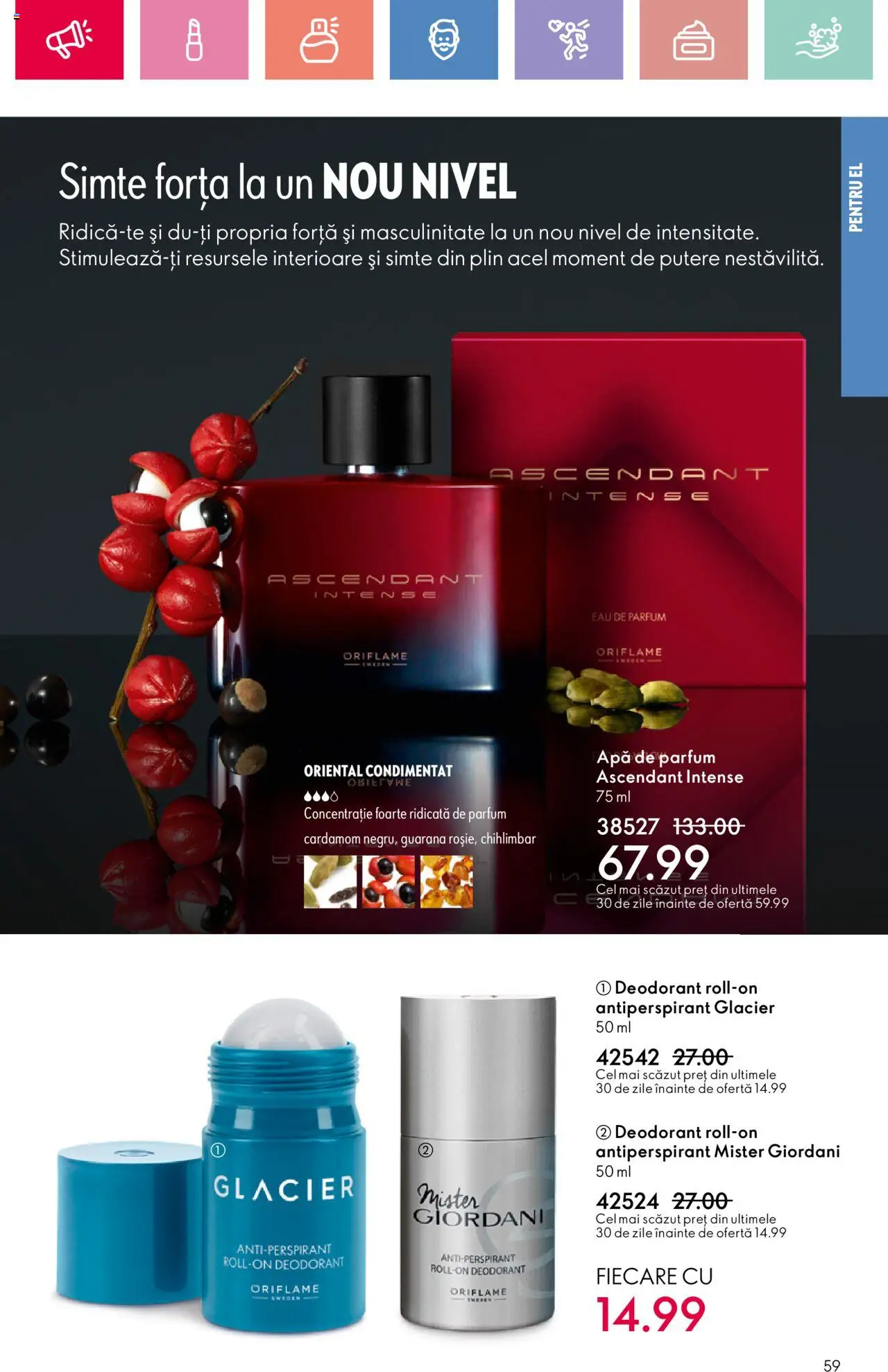 Catalog Oriflame 15 Iunie - 5 Iulie 2025 | Pagina 59 | Produse: Apă de parfum, Parfum, Antiperspirant, Apă