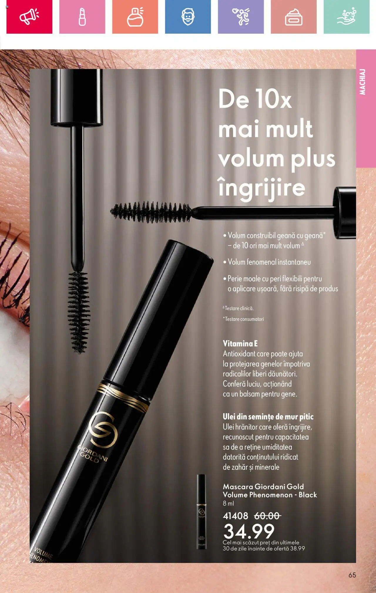 Catalog Oriflame 15 Iunie - 5 Iulie 2025 | Pagina 65 | Produse: Machiaj, Perie, Mascara, Ulei