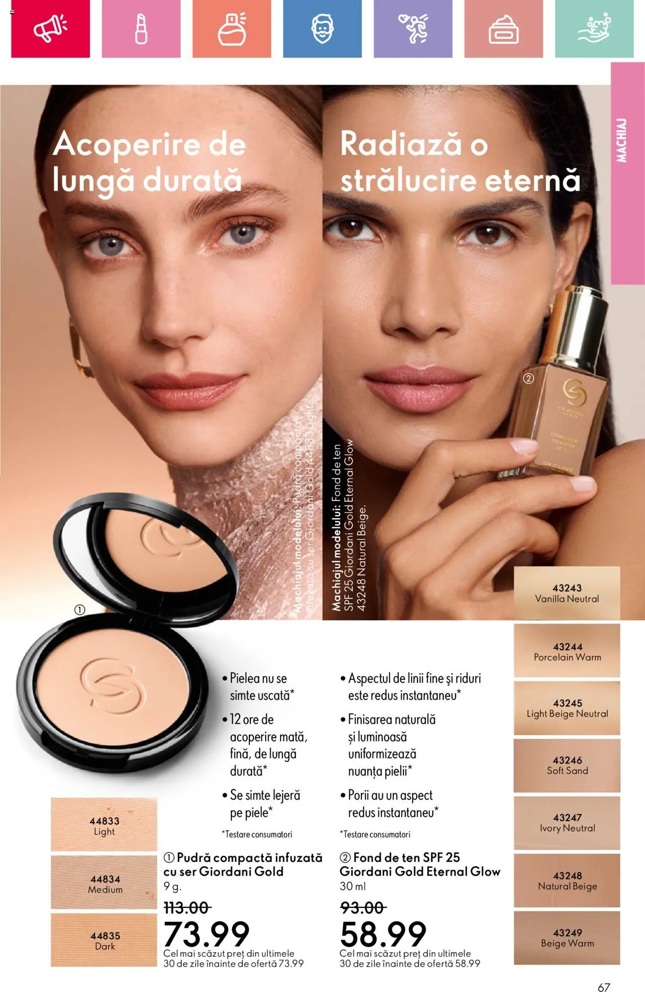 Catalog Oriflame 15 Iunie - 5 Iulie 2025 | Pagina 67 | Produse: Fond de ten, Machiaj, Pudră