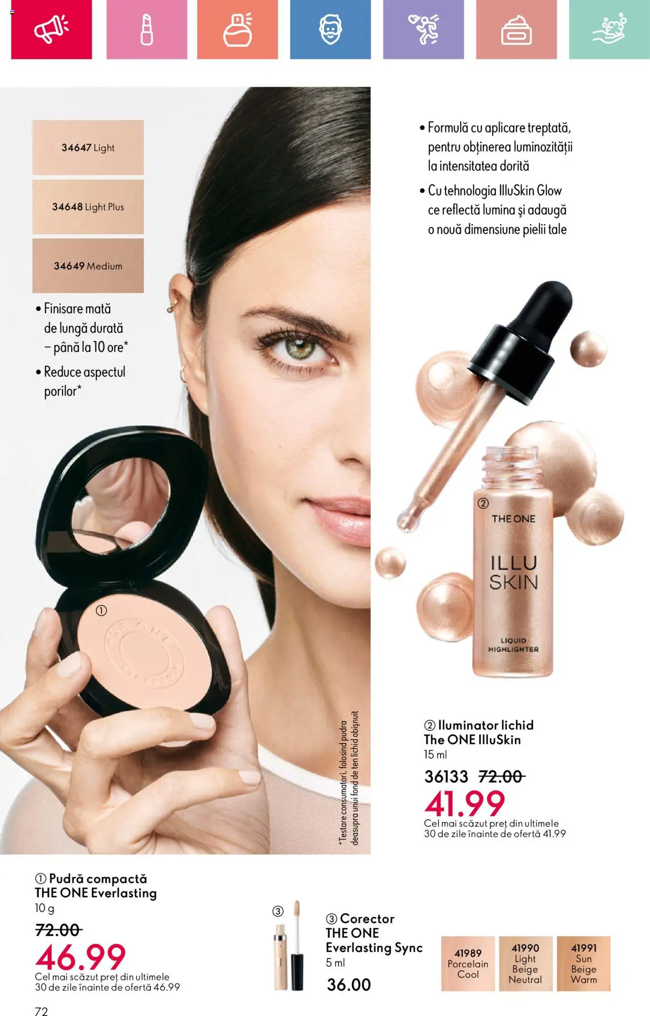 Catalog Oriflame 15 Iunie - 5 Iulie 2025 | Pagina 72 | Produse: Fond de ten, Tavuk suyu, Pudră, Iluminator