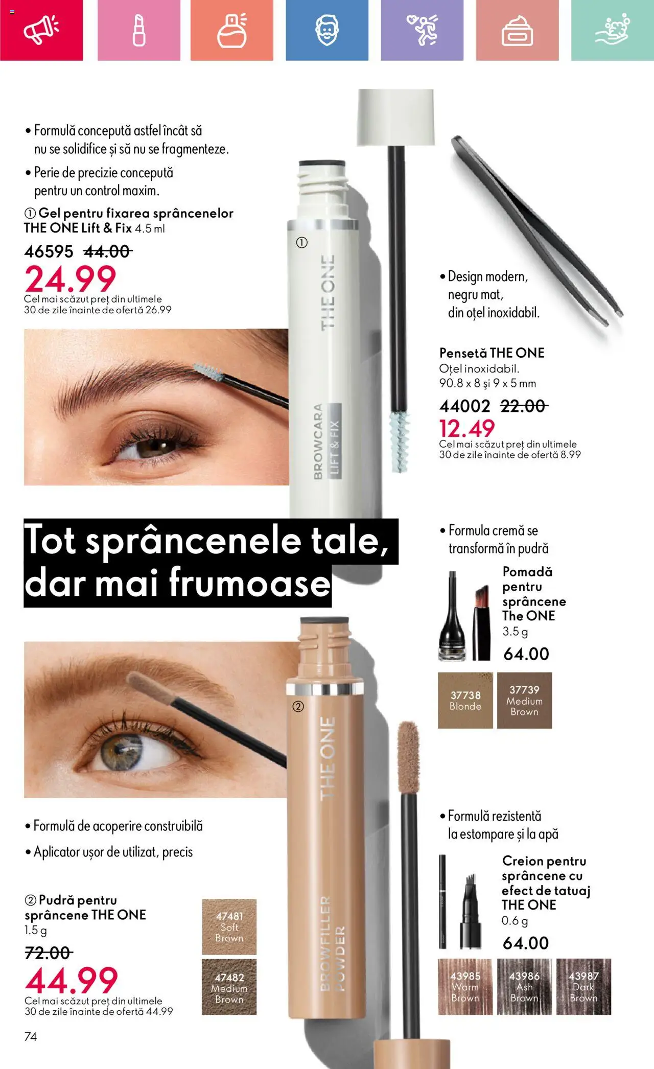 Catalog Oriflame 15 Iunie - 5 Iulie 2025 | Pagina 74 | Produse: Pensetă, Pudră, Perie, Apă