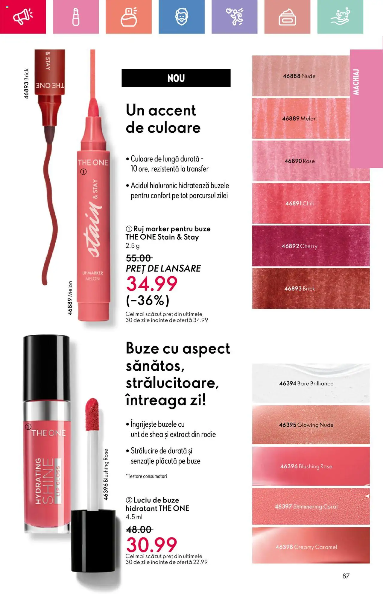 Catalog Oriflame 15 Iunie - 5 Iulie 2025 | Pagina 87 | Produse: Machiaj, Ruj, Luciu de buze, Unt