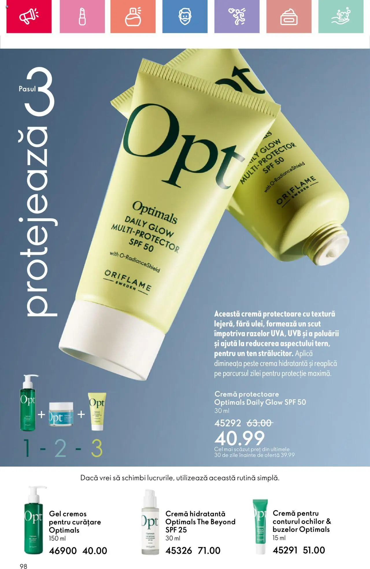 Catalog Oriflame 15 Iunie - 5 Iulie 2025 | Pagina 98 | Produse: Arapsaçı, Cremă, Pește