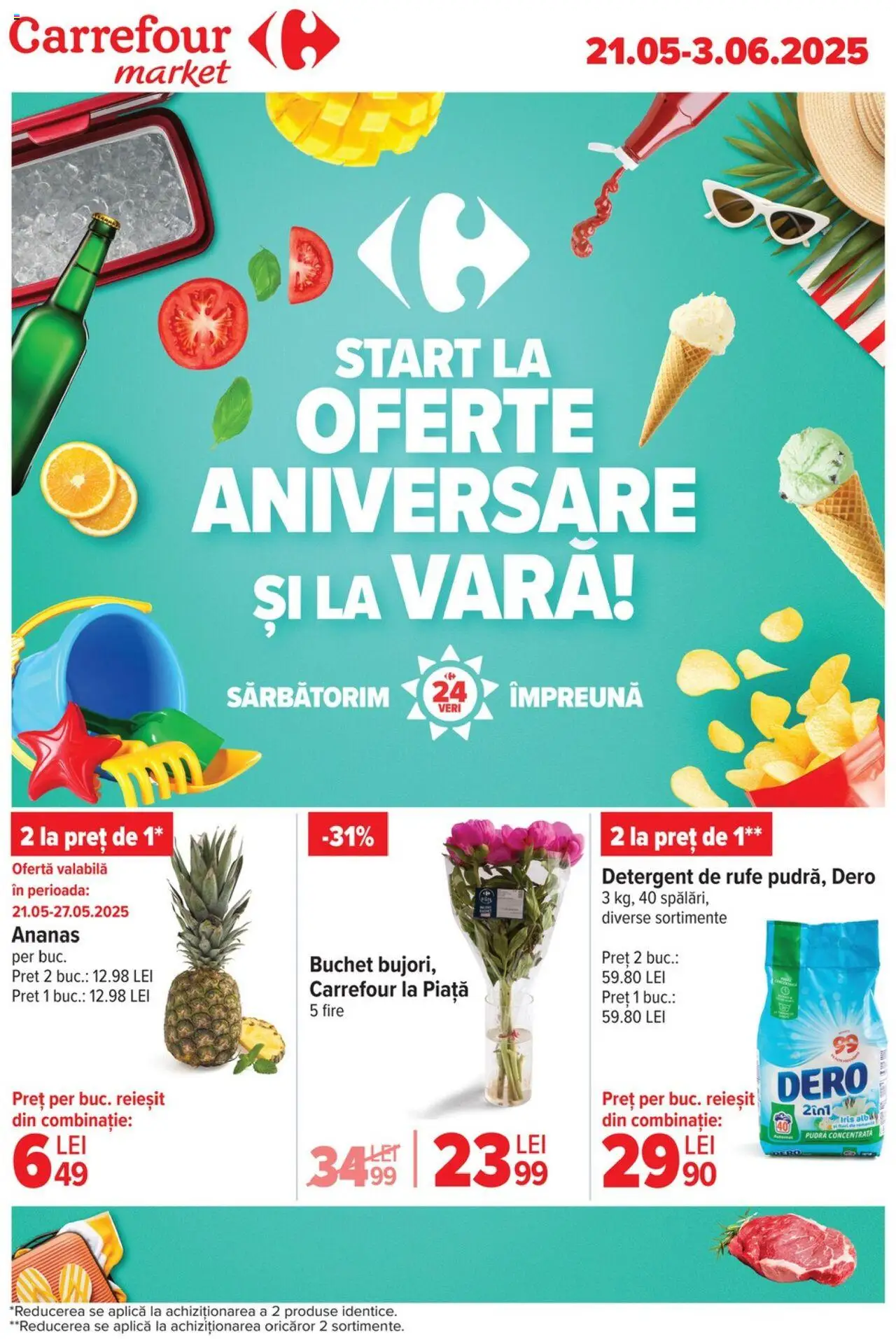 Catalog Carrefour 21 Mai - 3 Iunie 2025 | Pagina 1 | Produse: Pudră, Detergent, Ananas