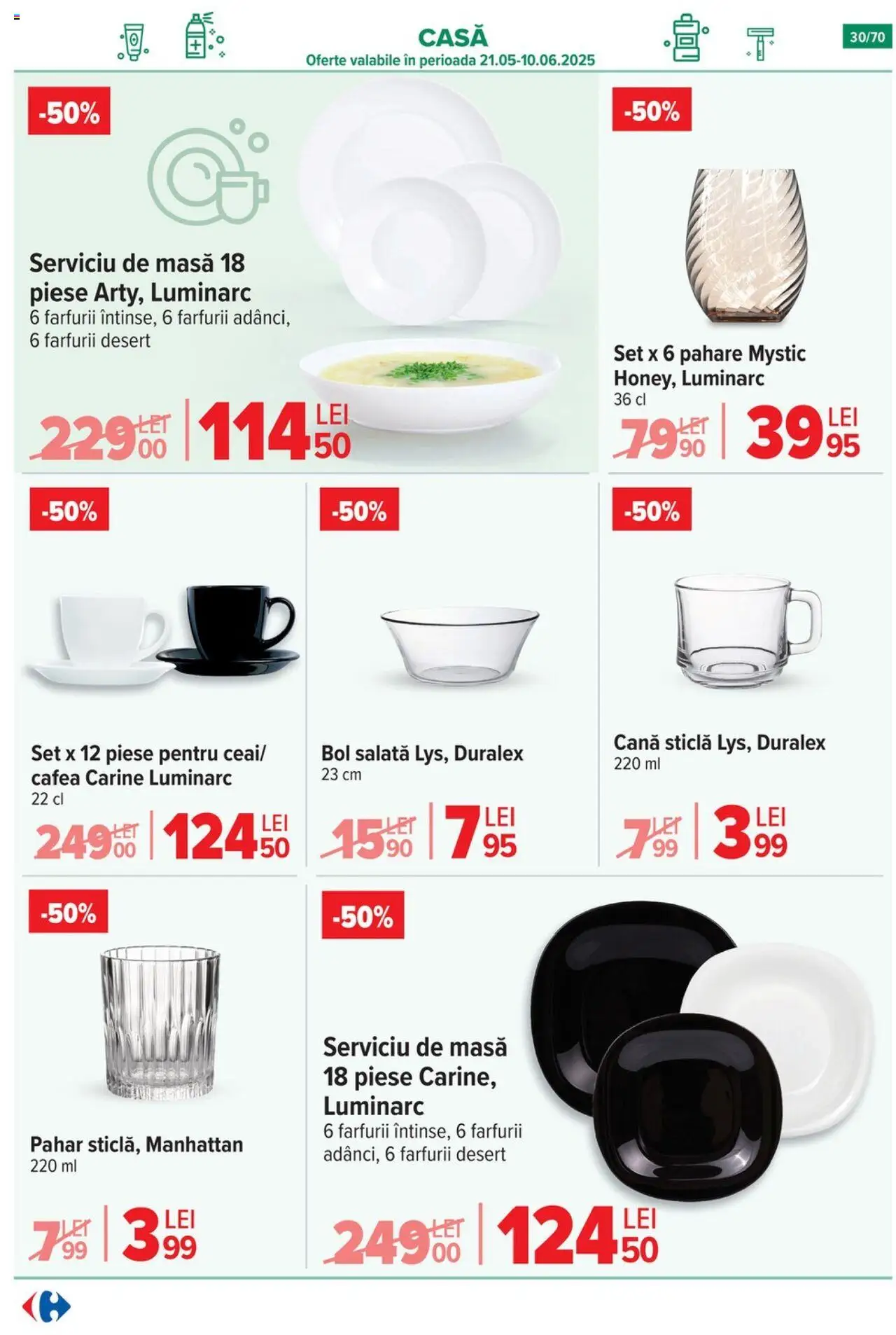 Catalog Carrefour 21 Mai - 3 Iunie 2025 | Pagina 30 | Produse: Pahare, Masă, Cafea, Salată