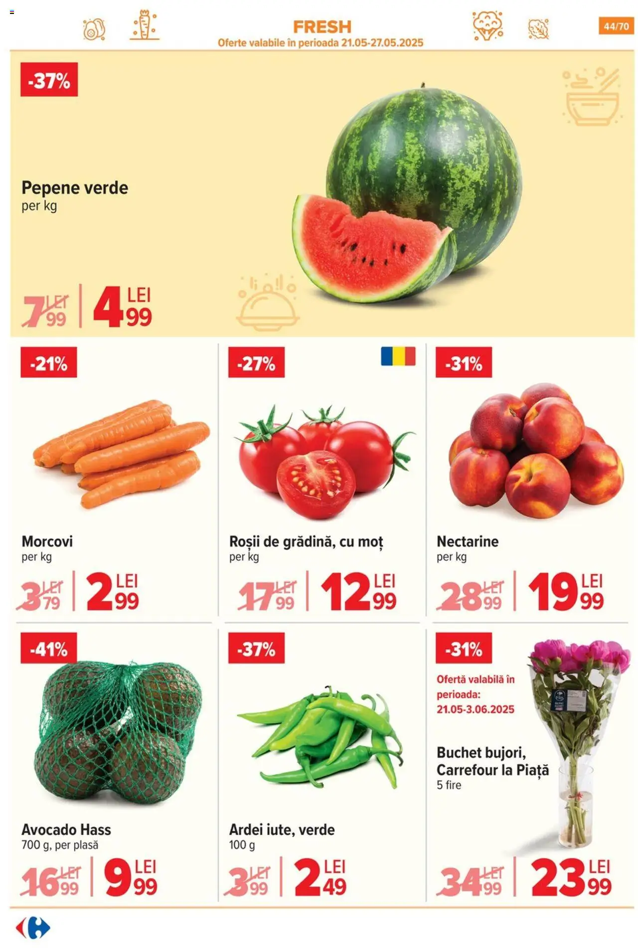 Catalog Carrefour 21 Mai - 3 Iunie 2025 | Pagina 44 | Produse: Temizlik kovası, Ardei, Roșii, Morcovi