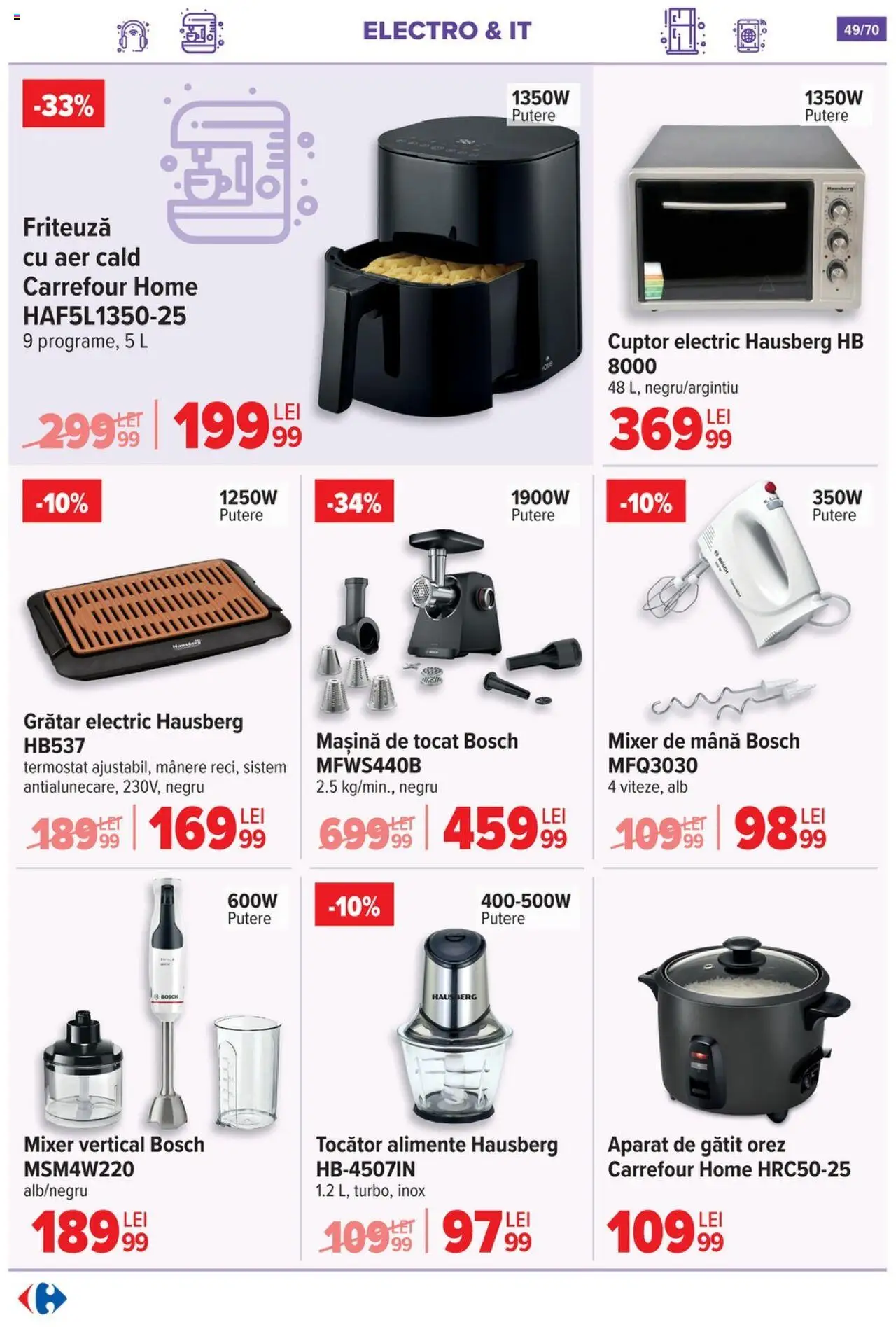 Catalog Carrefour 21 Mai - 3 Iunie 2025 | Pagina 49 | Produse: Mașină de tocat, Friteuză, Grătar, Tocător