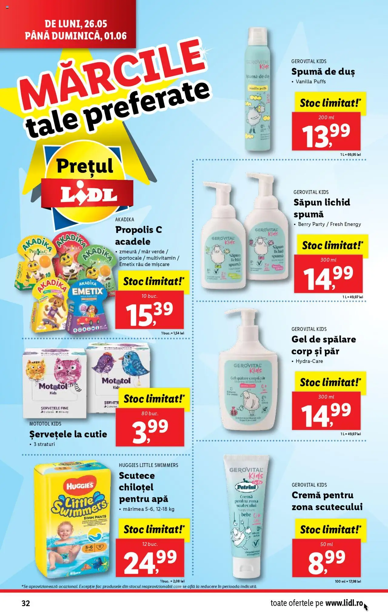 Catalog LIDL 26 Mai - 1 Iunie 2025 | Pagina 32 | Produse: Zmeură, Cremă, Scutece, Apă