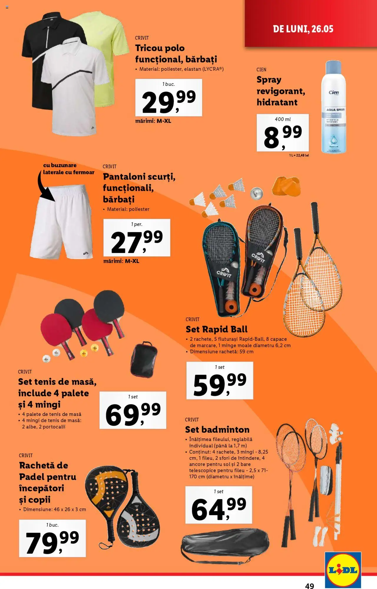 Catalog LIDL 26 Mai - 1 Iunie 2025 | Pagina 49 | Produse: Masă, Tricou, Pantaloni