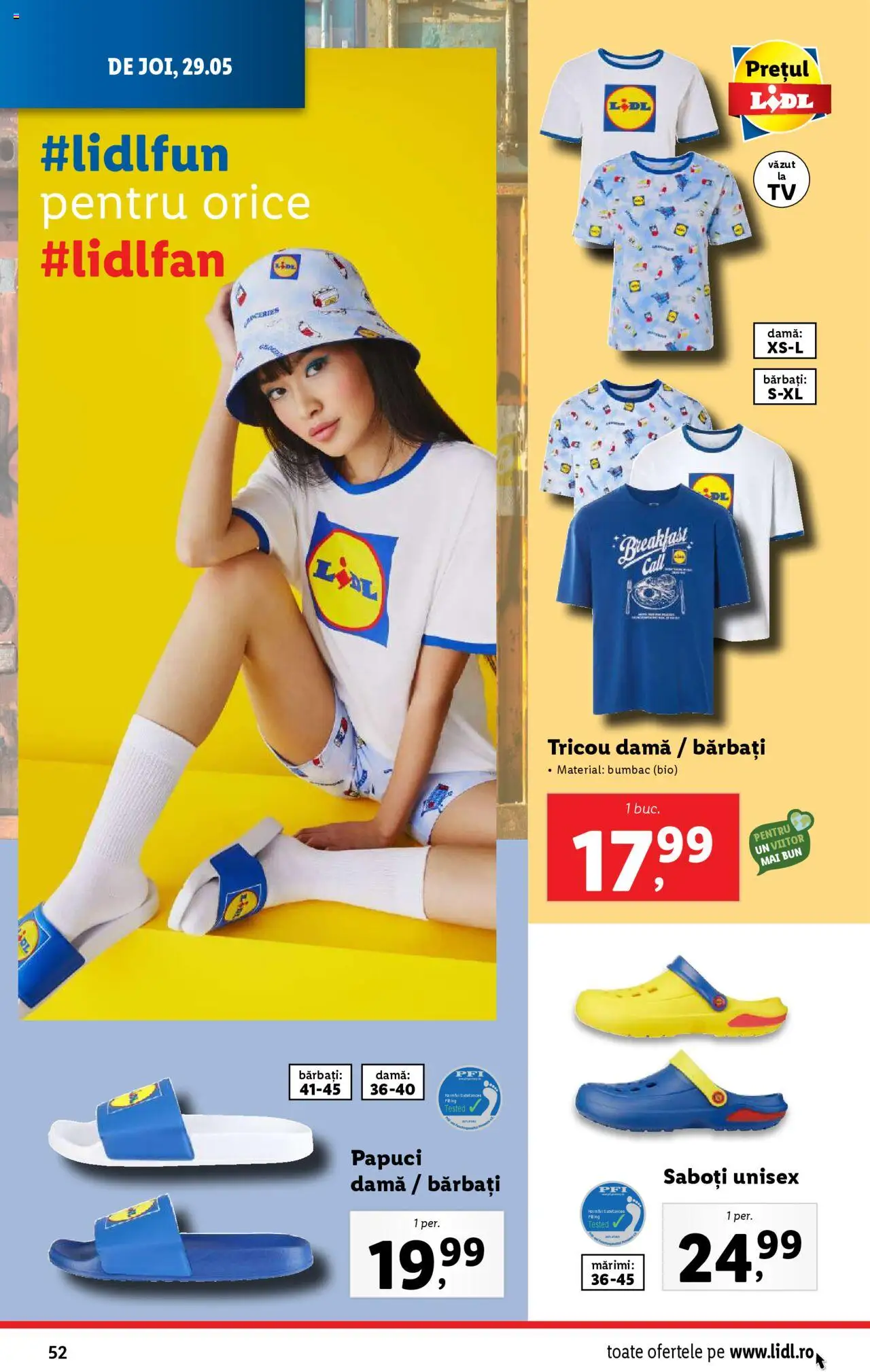 Catalog LIDL 26 Mai - 1 Iunie 2025 | Pagina 52 | Produse: Şerit ödül, Tricou, Papuci