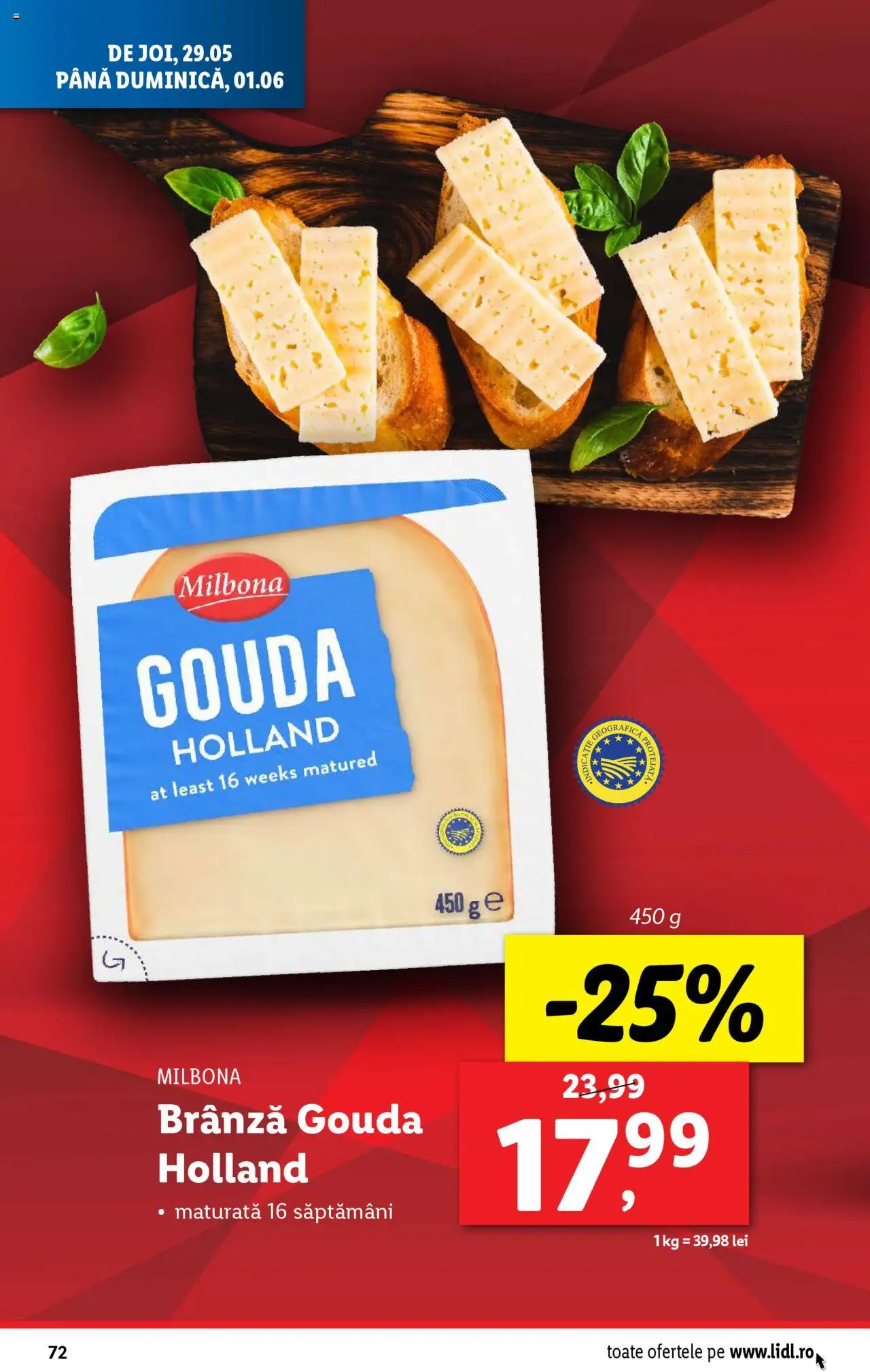 Catalog LIDL 26 Mai - 1 Iunie 2025 | Pagina 72 | Produse: Brânză, Gouda