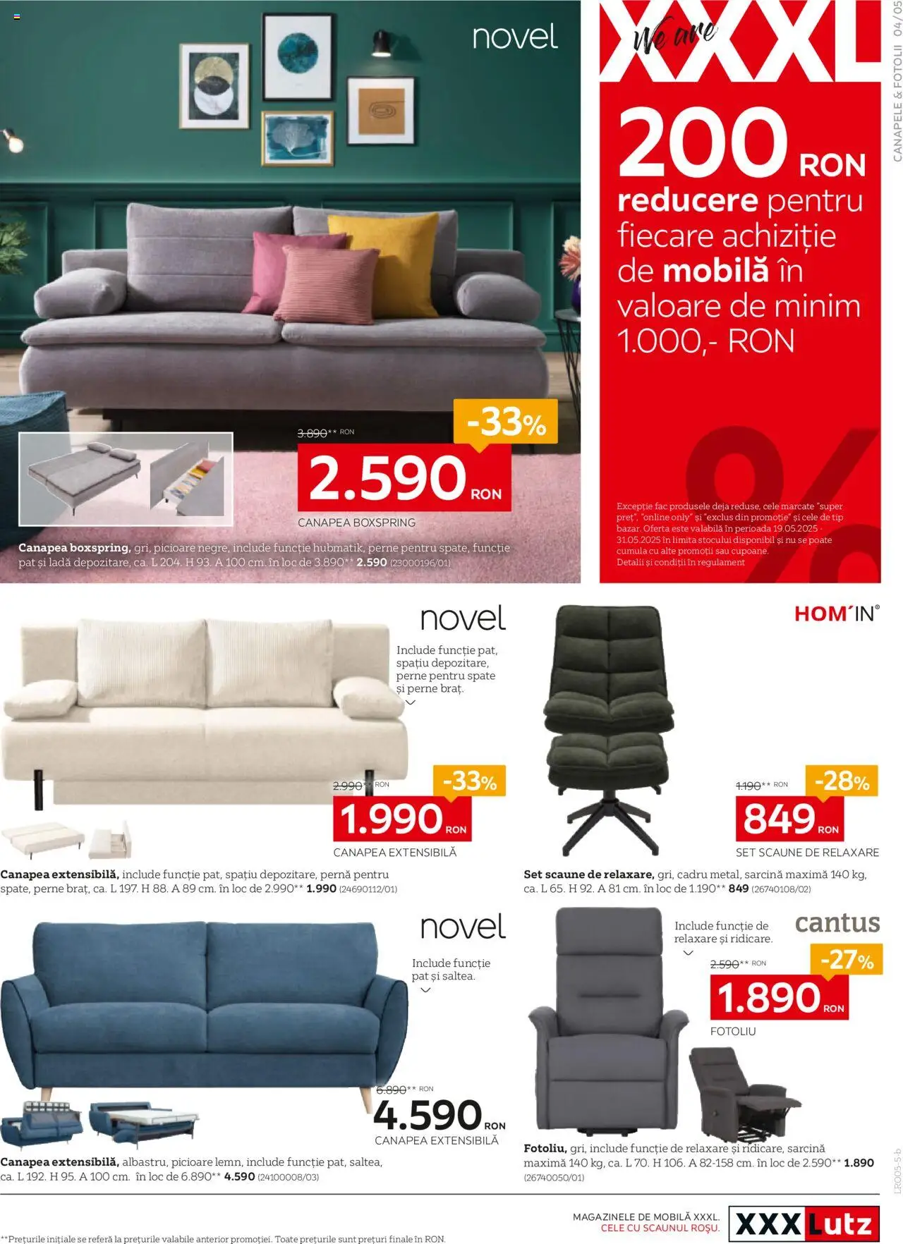 Catalog XXXLutz 19 Mai - 1 Iunie 2025 | Pagina 5 | Produse: Pat, Pernă, Fotoliu, Canapea