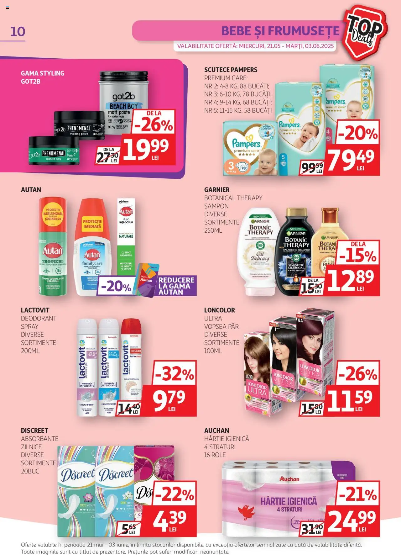 Catalog Auchan 21 Mai - 3 Iunie 2025 | Pagina 10 | Produse: Vopsea, Role, Deodorant, Scutece