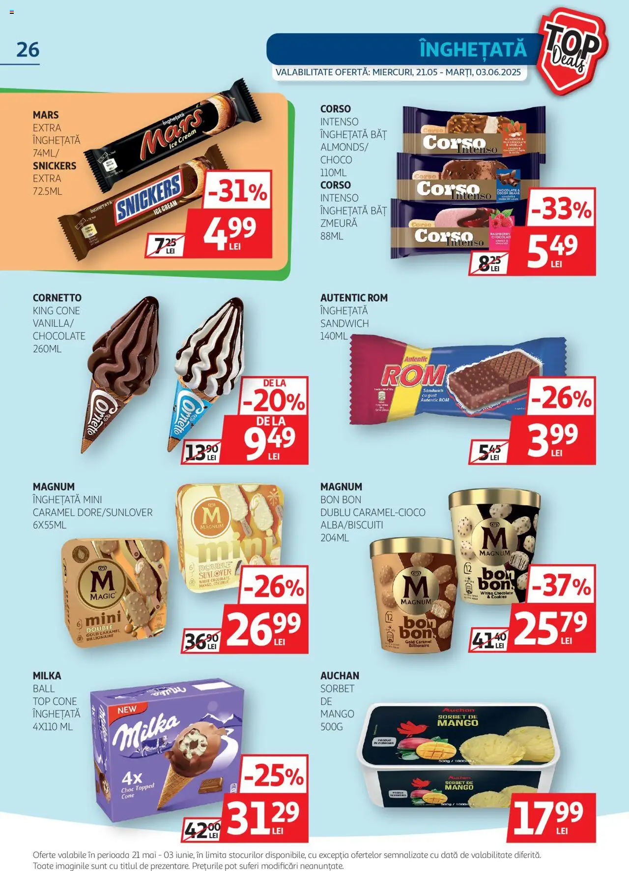 Catalog Auchan 21 Mai - 3 Iunie 2025 | Pagina 26 | Produse: Top, Rom, Înghețată, Mango