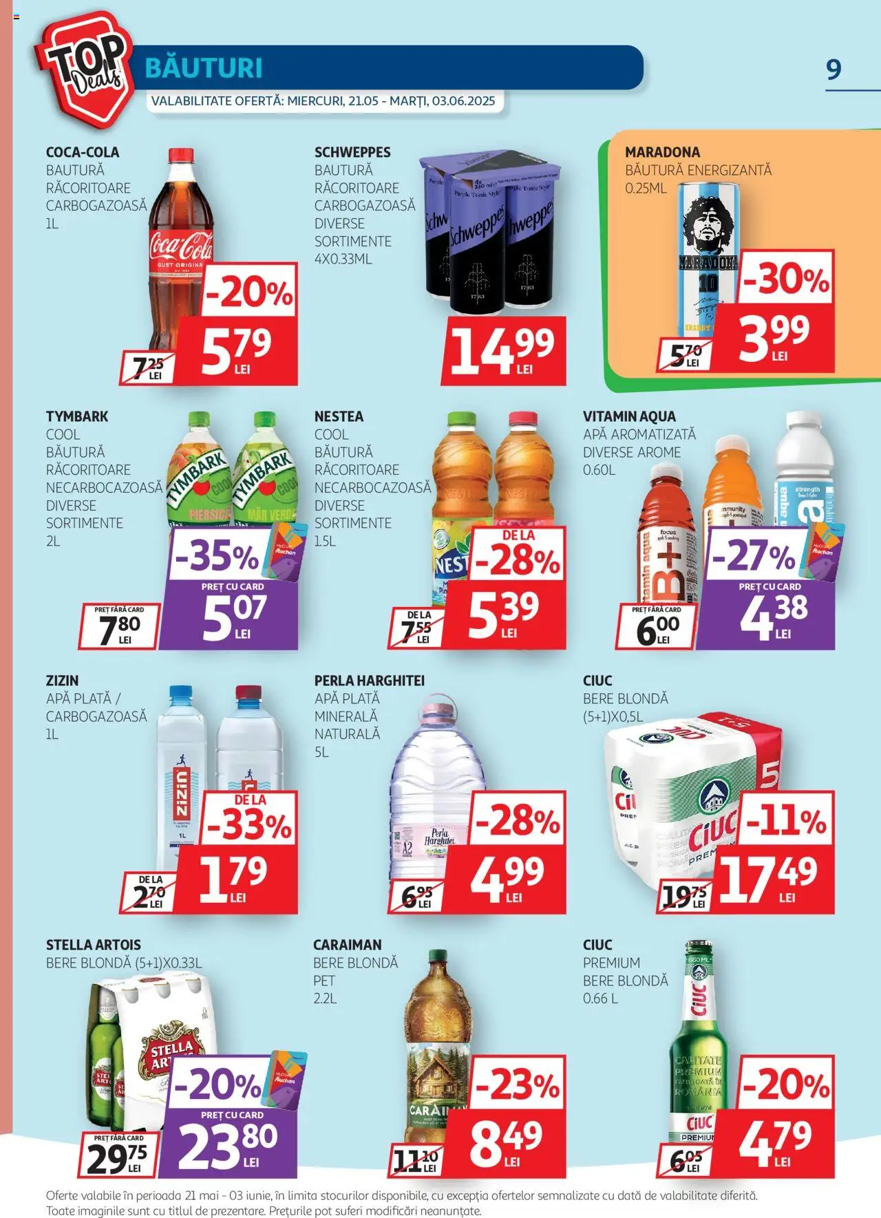 Catalog Auchan 21 Mai - 3 Iunie 2025 | Pagina 9 | Produse: Piersică, Bere, Băutură energizantă, Rom