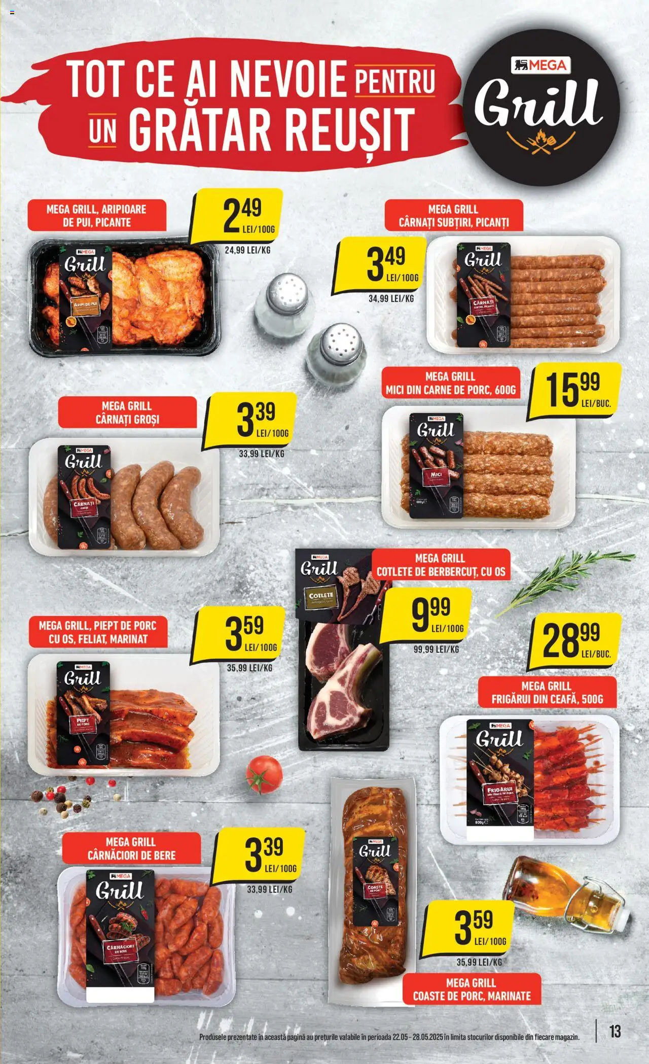 Catalog Mega Image 22 - 28 Mai 2025 | Pagina 13 | Produse: Grill, Cârnăciori de bere, Mici, Cârnați