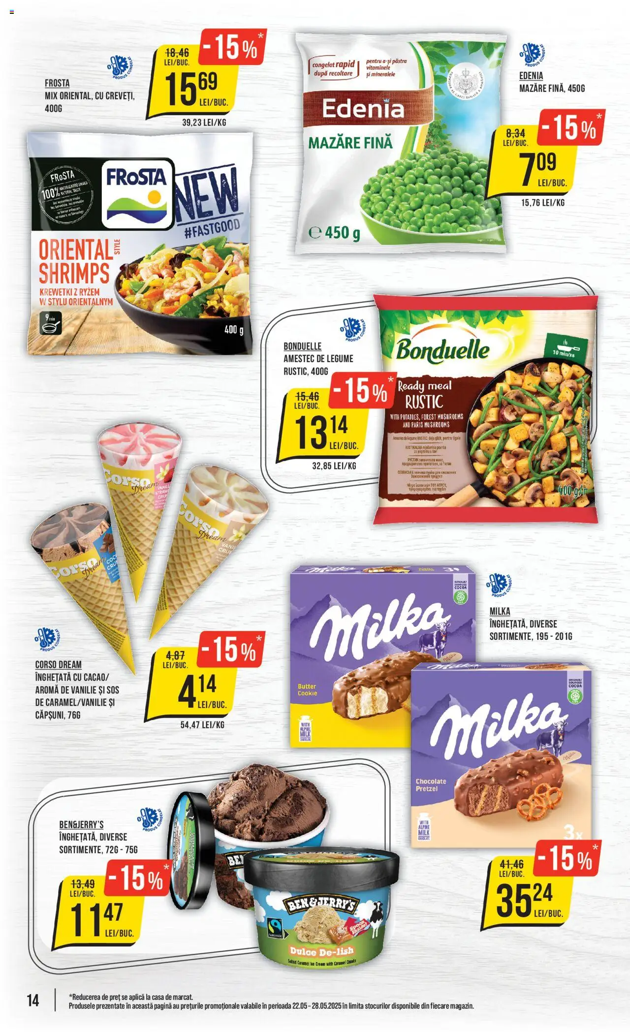 Catalog Mega Image 22 - 28 Mai 2025 | Pagina 14 | Produse: Mazăre, Înghețată, Legume, Sos