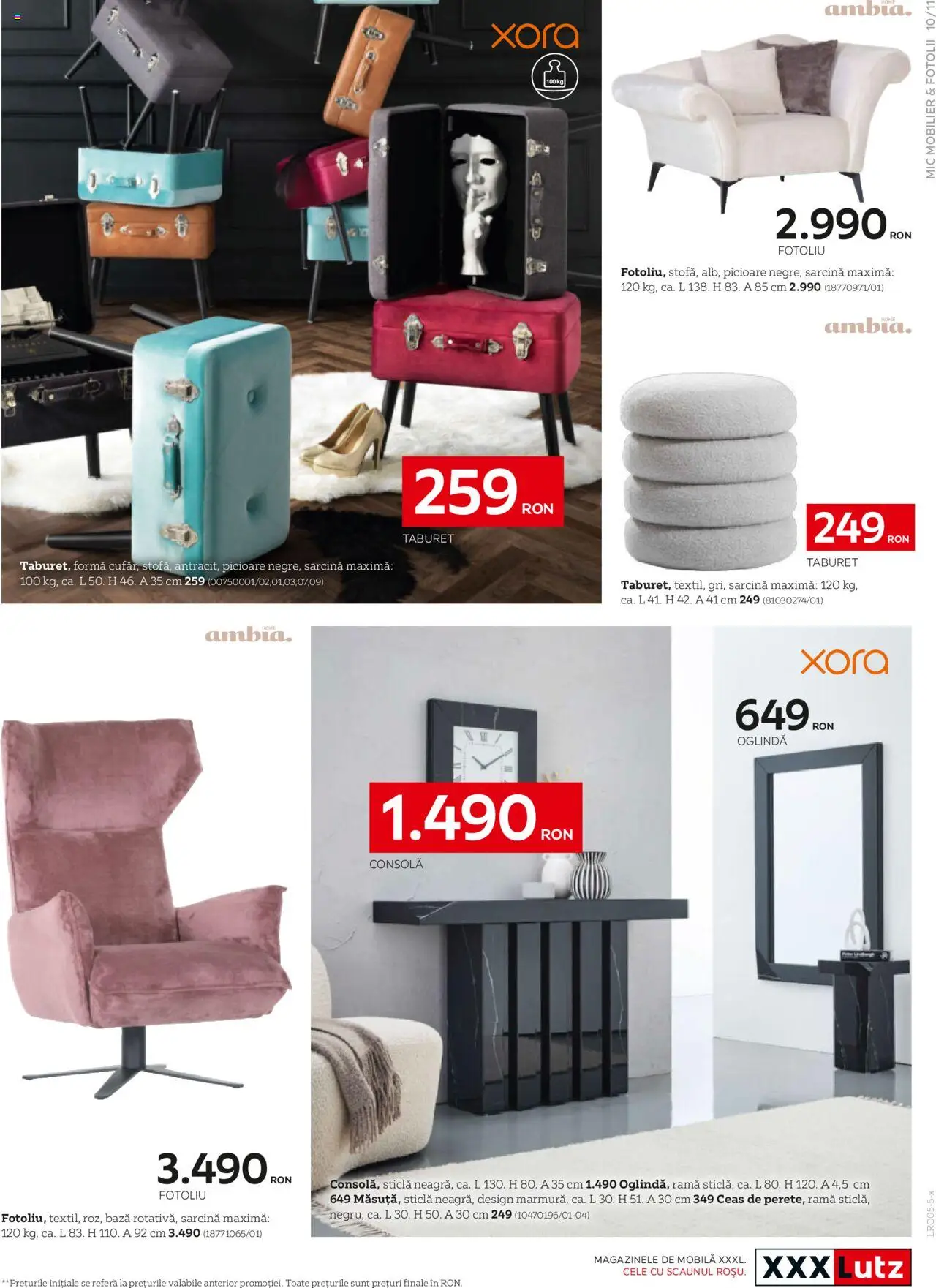 Catalog XXXLutz 5 Mai - 31 Decembrie 2025 | Pagina 11 | Produse: Ceas, Fotoliu, Oglindă, Taburet