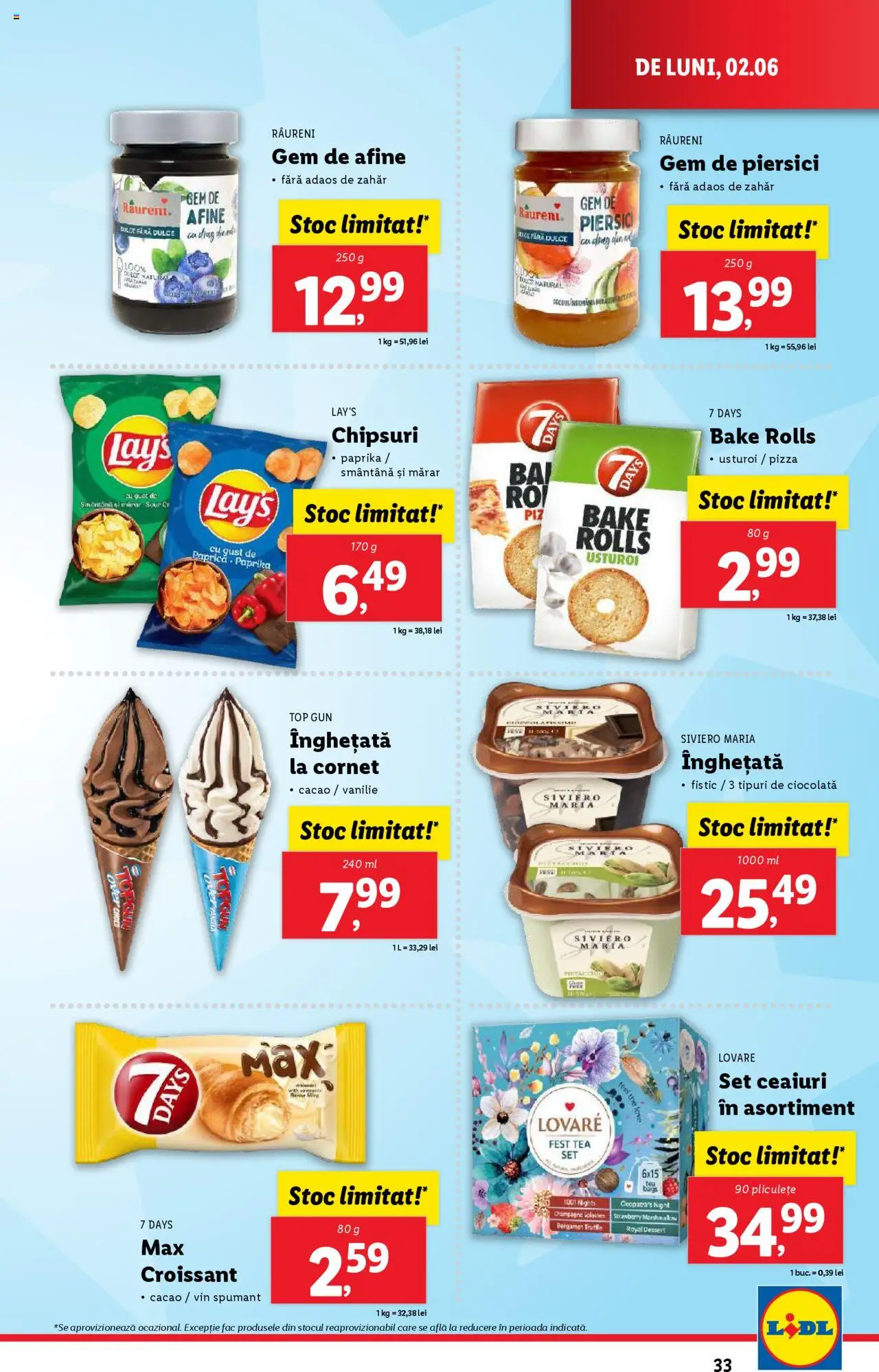 Catalog LIDL 2 - 8 Iunie 2025 | Pagina 33 | Produse: Afine, Pizza, Chipsuri, Înghețată