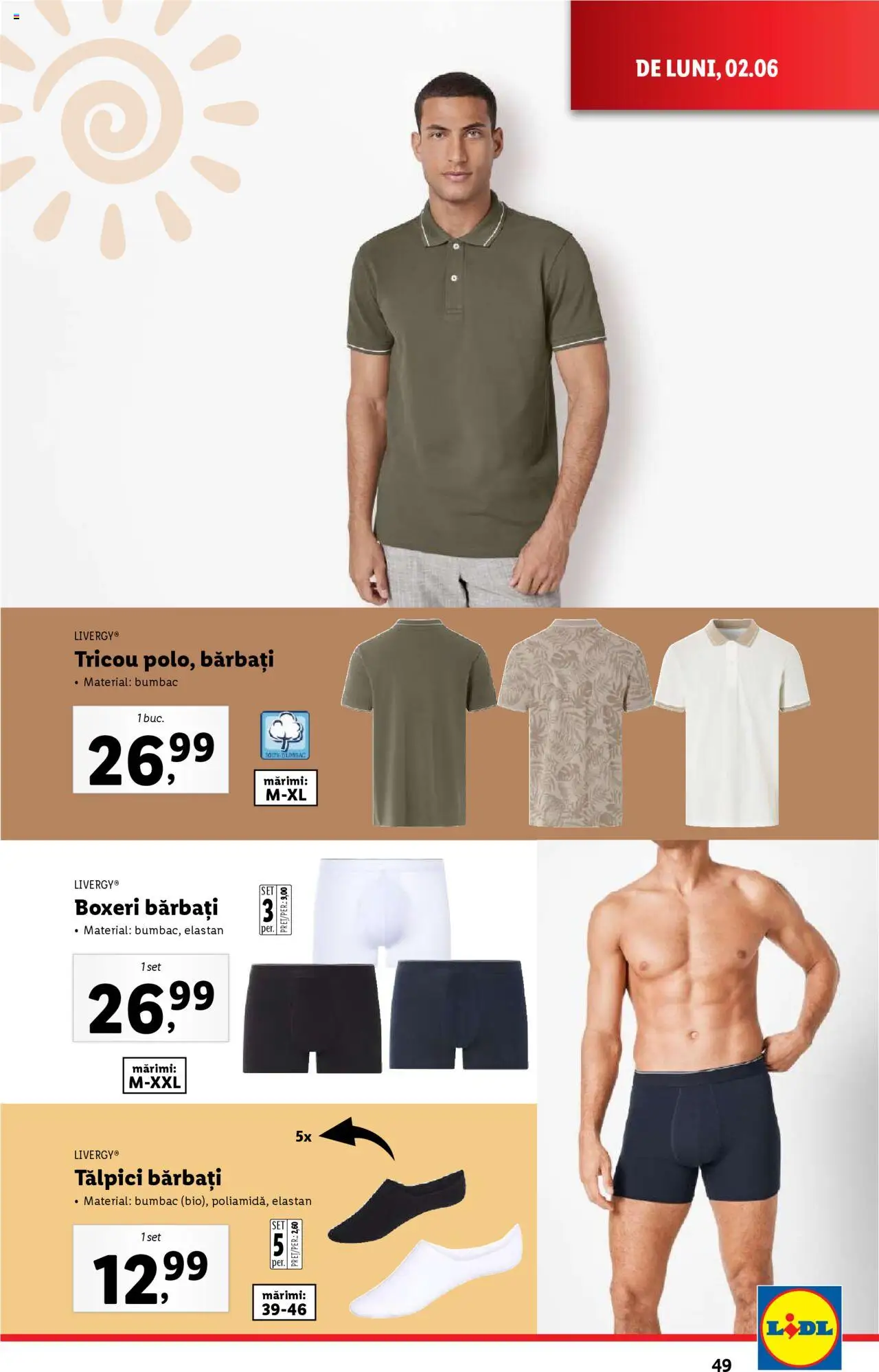 Catalog LIDL 2 - 8 Iunie 2025 | Pagina 49 | Produse: Tălpici, Tricou, Boxeri