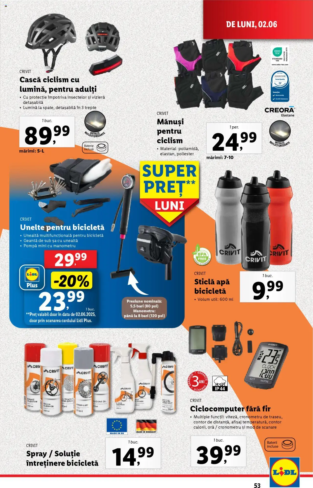 Catalog LIDL 2 - 8 Iunie 2025 | Pagina 53 | Produse: Geantă, Manometru, Dana kuşbaşı, Apă