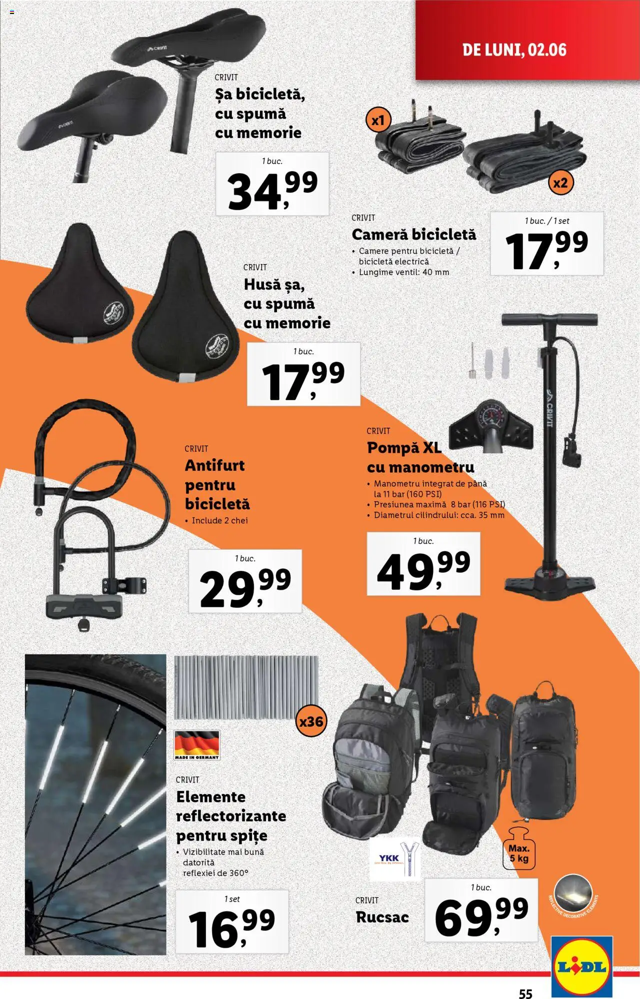 Catalog LIDL 2 - 8 Iunie 2025 | Pagina 55 | Produse: Memorie, Cameră, Manometru, Rucsac