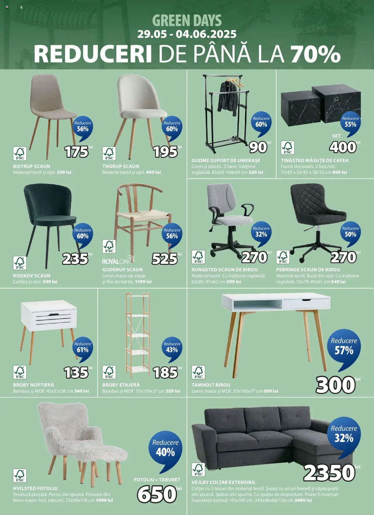 Catalog JYSK 29 Mai - 3 Iunie 2025 | Pagina 4 | Produse: Umbrelă, Pernă, Scaun, Floare artificială