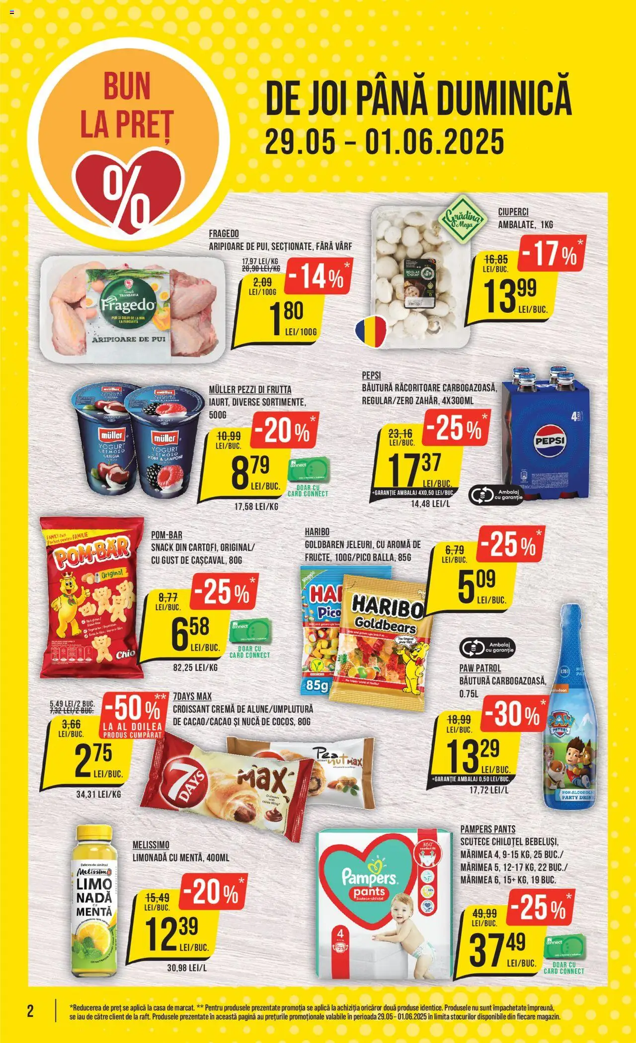 Catalog Mega Image 29 Mai - 3 Iunie 2025 | Pagina 2 | Produse: Hacıyatmaz Kedi Oyuncağı, Ciuperci, Cremă, Scutece