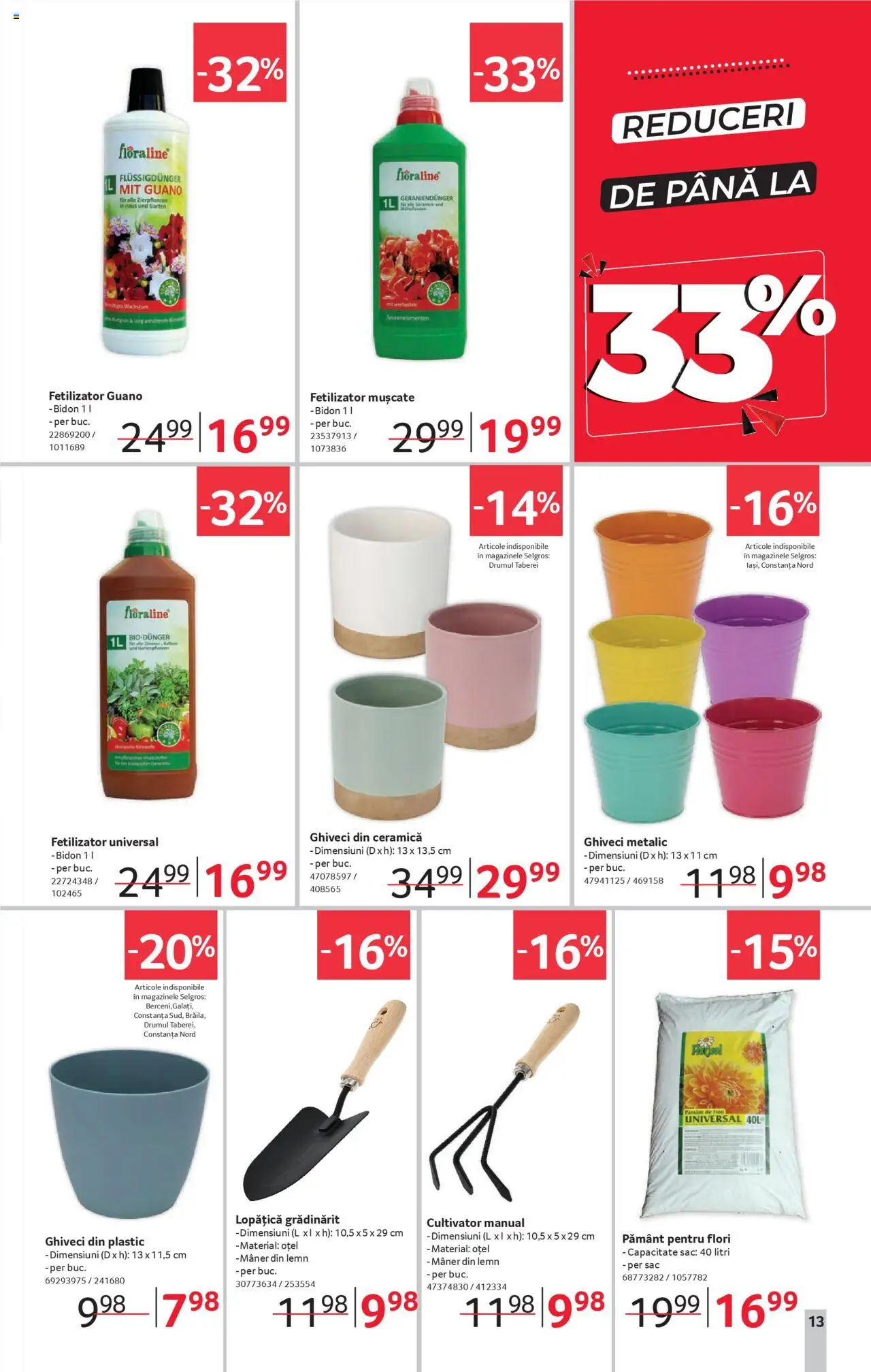 Catalog Selgros 30 Mai - 11 Iunie 2025 | Pagina 13 | Produse: Pământ pentru flori, Mâner, Ghiveci