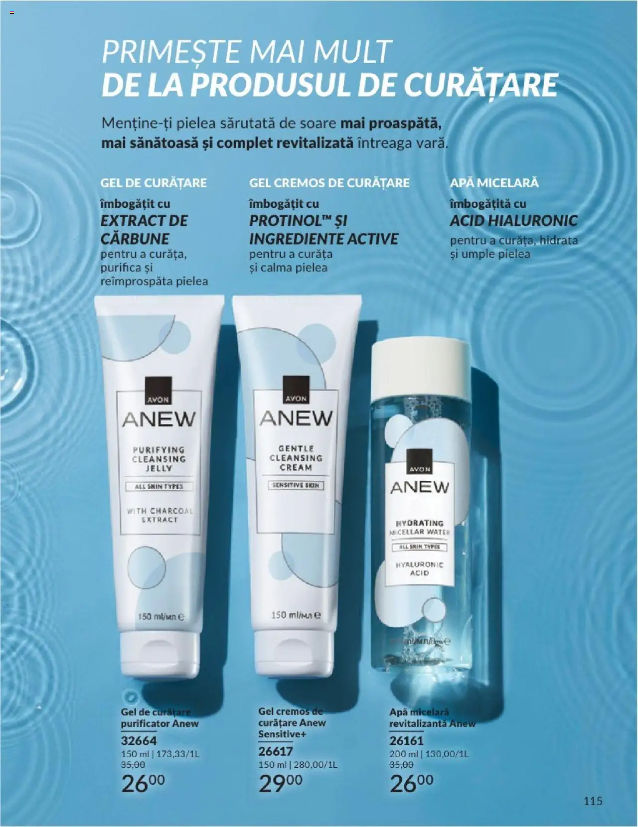 Catalog Avon 1 - 29 Iunie 2025 | Pagina 115 | Produse: Gel de curățare, Apă micelară, Apă