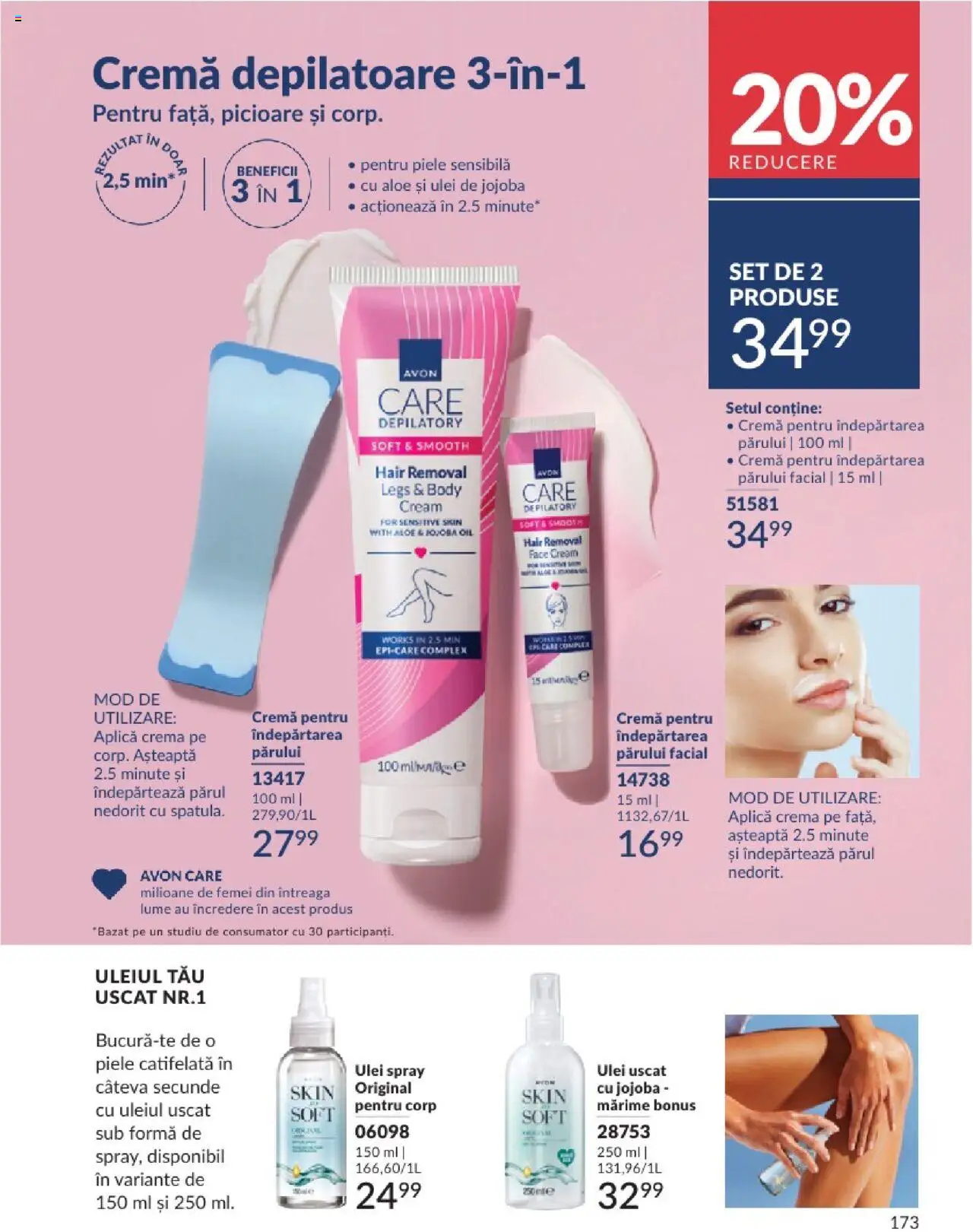 Catalog Avon 1 - 29 Iunie 2025 | Pagina 173 | Produse: Body, Cremă, Ulei, Cremă depilatoare