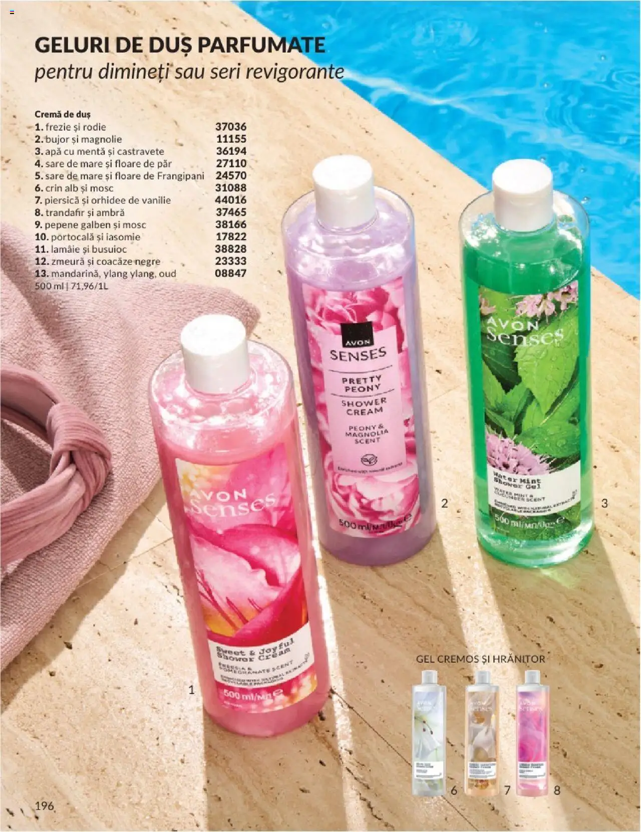 Catalog Avon 1 - 29 Iunie 2025 | Pagina 196 | Produse: Piersică, Duș, Cremă, Sare