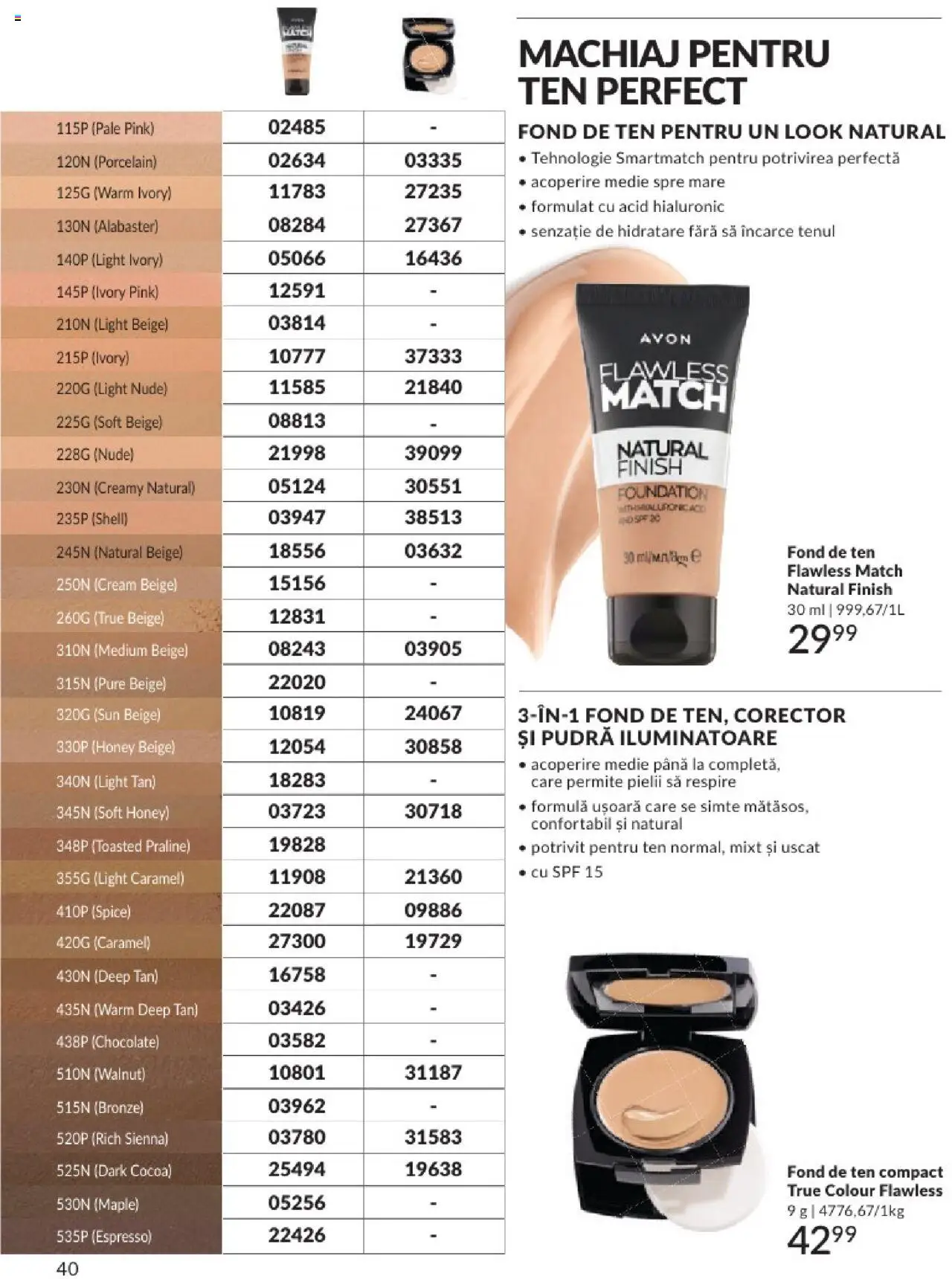 Catalog Avon 1 - 29 Iunie 2025 | Pagina 40 | Produse: Fond de ten, Machiaj, Pudră, Praline