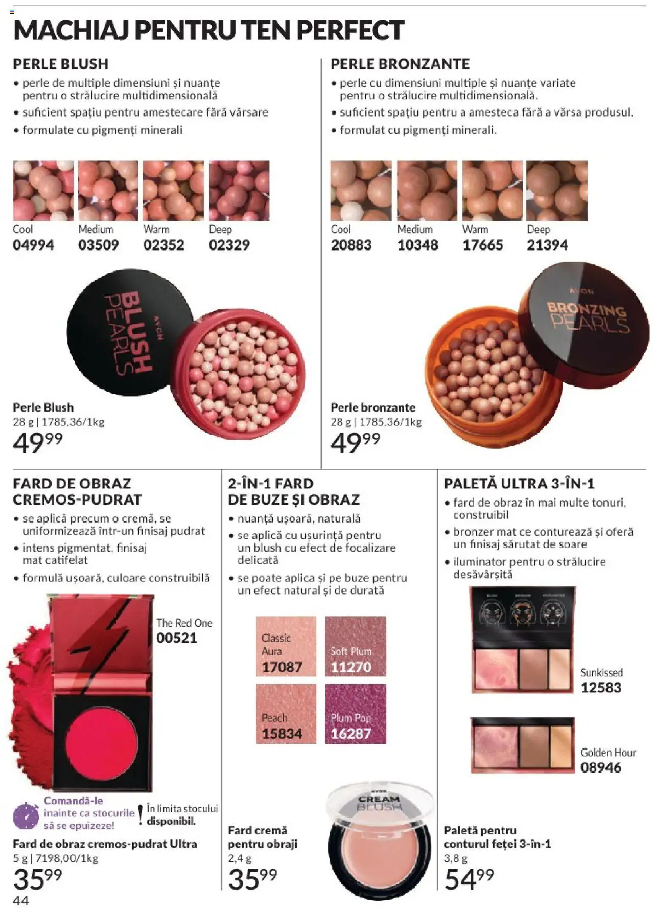 Catalog Avon 1 - 29 Iunie 2025 | Pagina 44 | Produse: Akrilik boya, Machiaj, Blush, Cremă