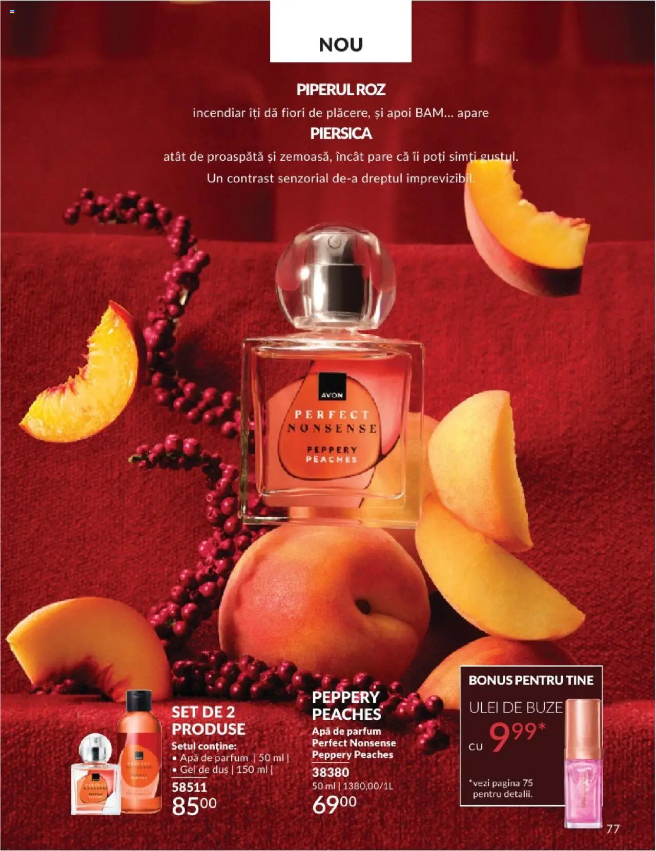 Catalog Avon 1 - 29 Iunie 2025 | Pagina 77 | Produse: Piersică, Apă de parfum, Parfum, Apă