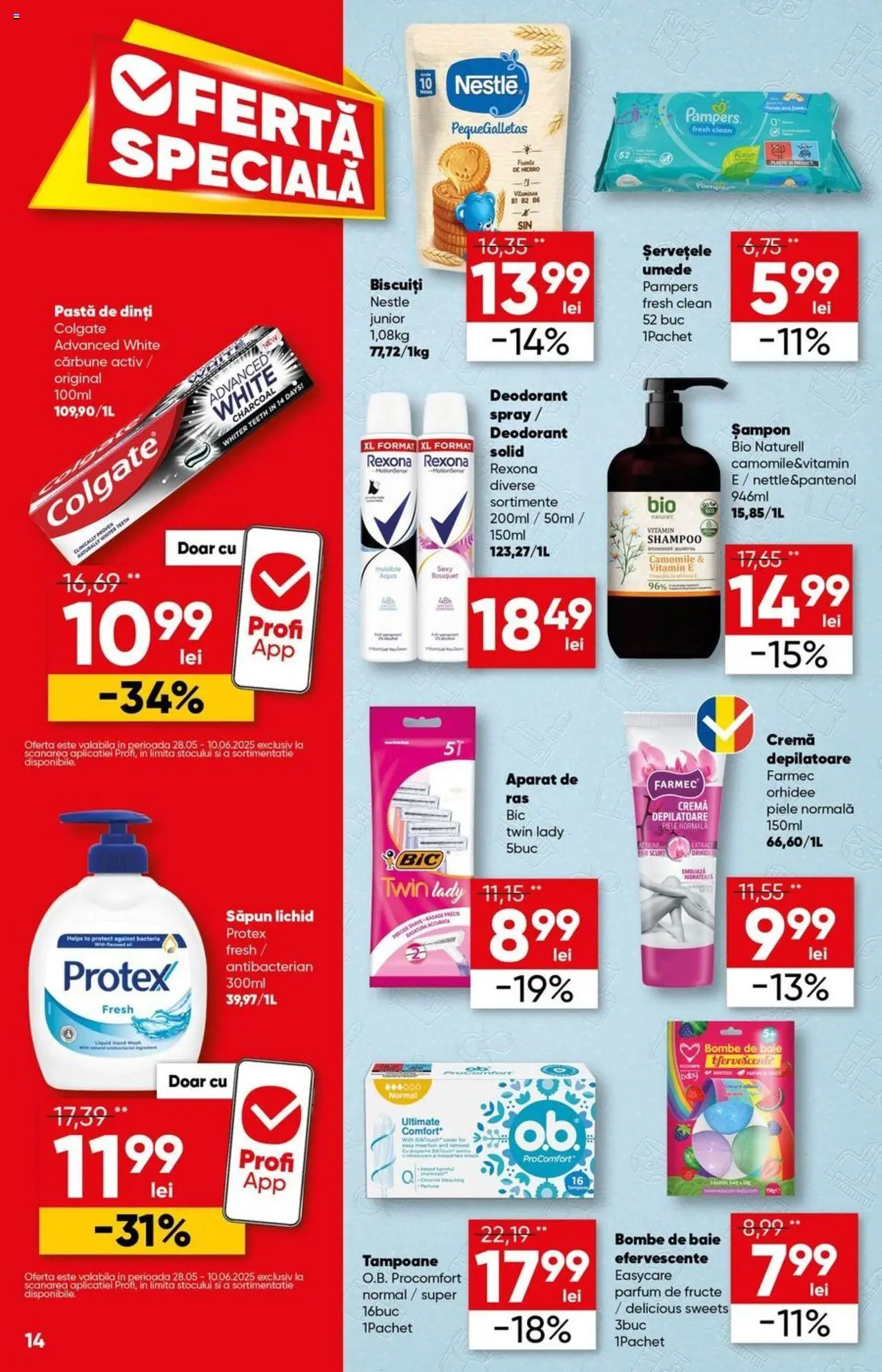 Catalog Profi 28 Mai - 9 Iunie 2025 | Pagina 14 | Produse: Cremă, Deodorant, Cremă depilatoare, Pastă de dinți