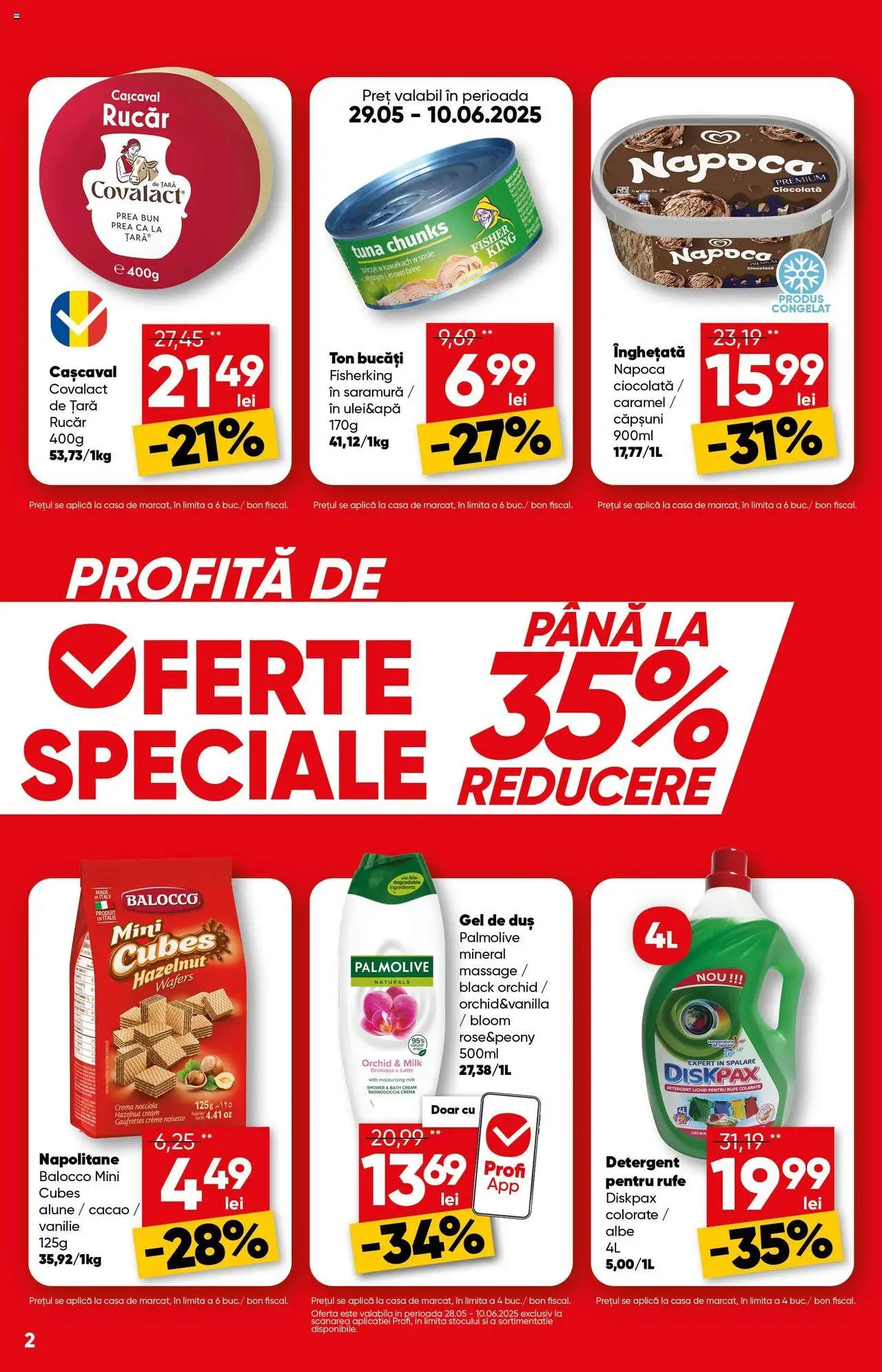 Catalog Profi 28 Mai - 9 Iunie 2025 | Pagina 2 | Produse: Napolitane, Cremă, Detergent, Înghețată