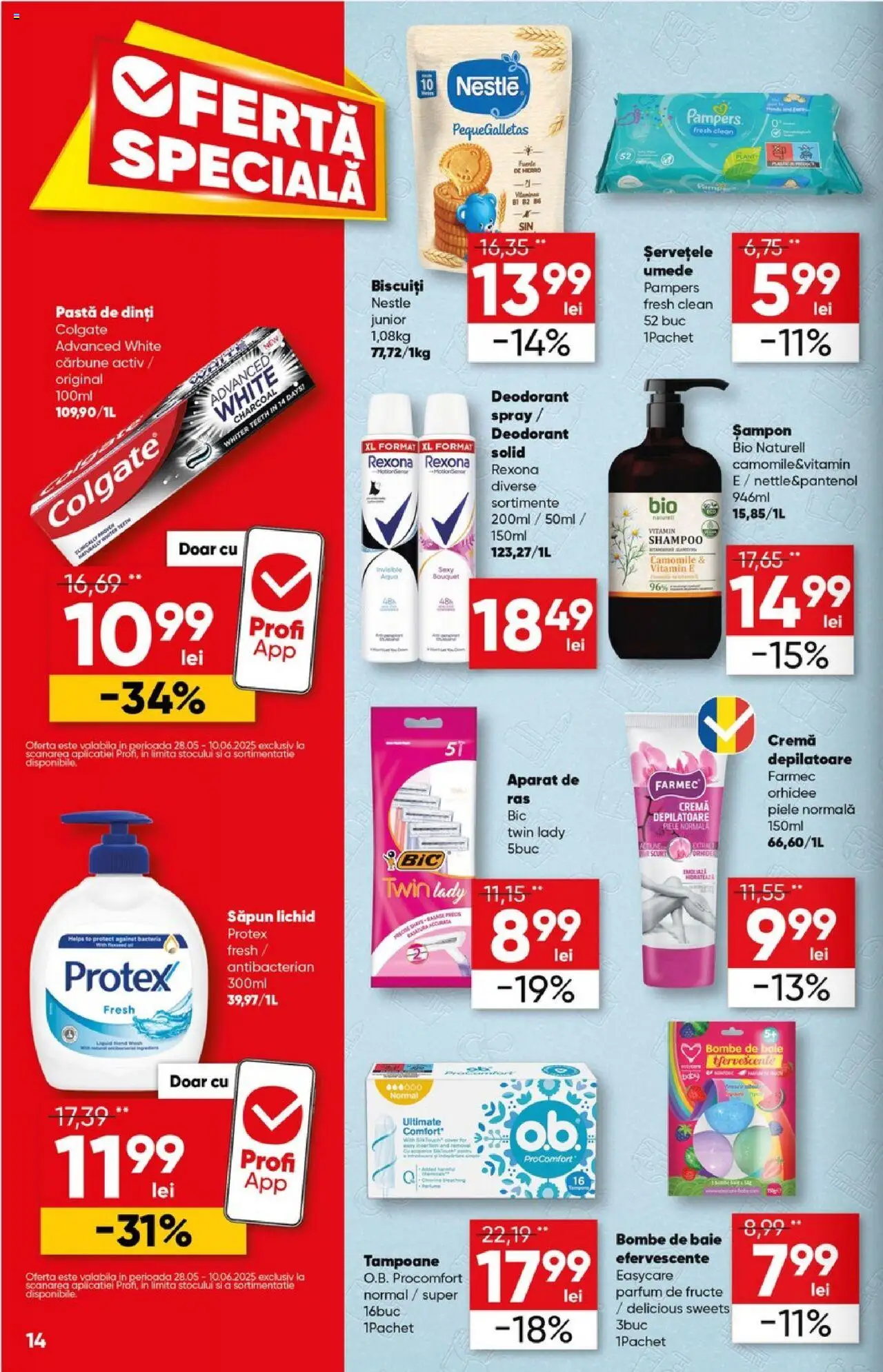 Catalog Profi 28 Mai - 9 Iunie 2025 | Pagina 14 | Produse: Şerit ödül, Deodorant, Biscuiți, Fructe