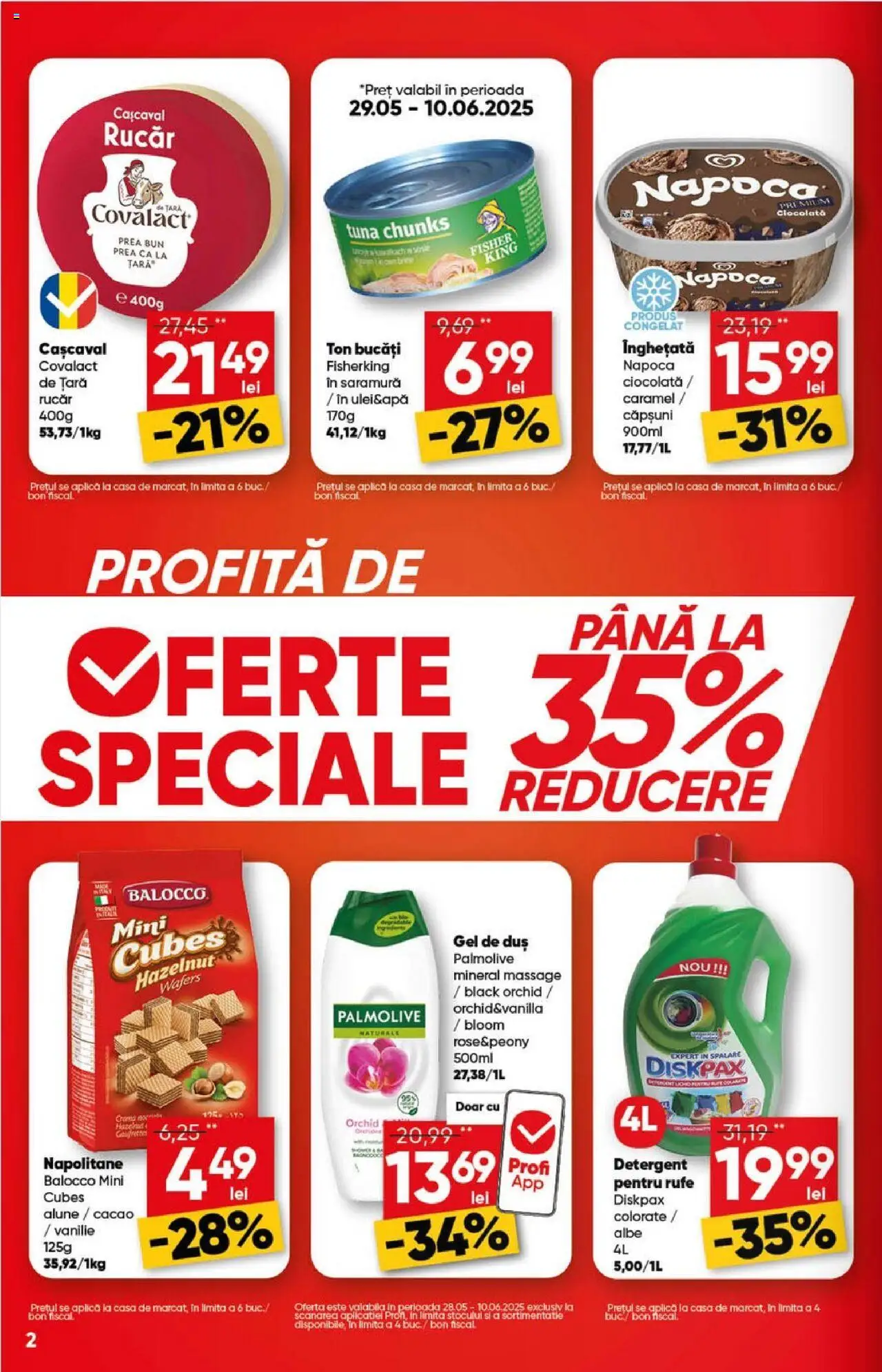 Catalog Profi 28 Mai - 9 Iunie 2025 | Pagina 2 | Produse: Duș, Cașcaval, Căpșuni, Înghețată