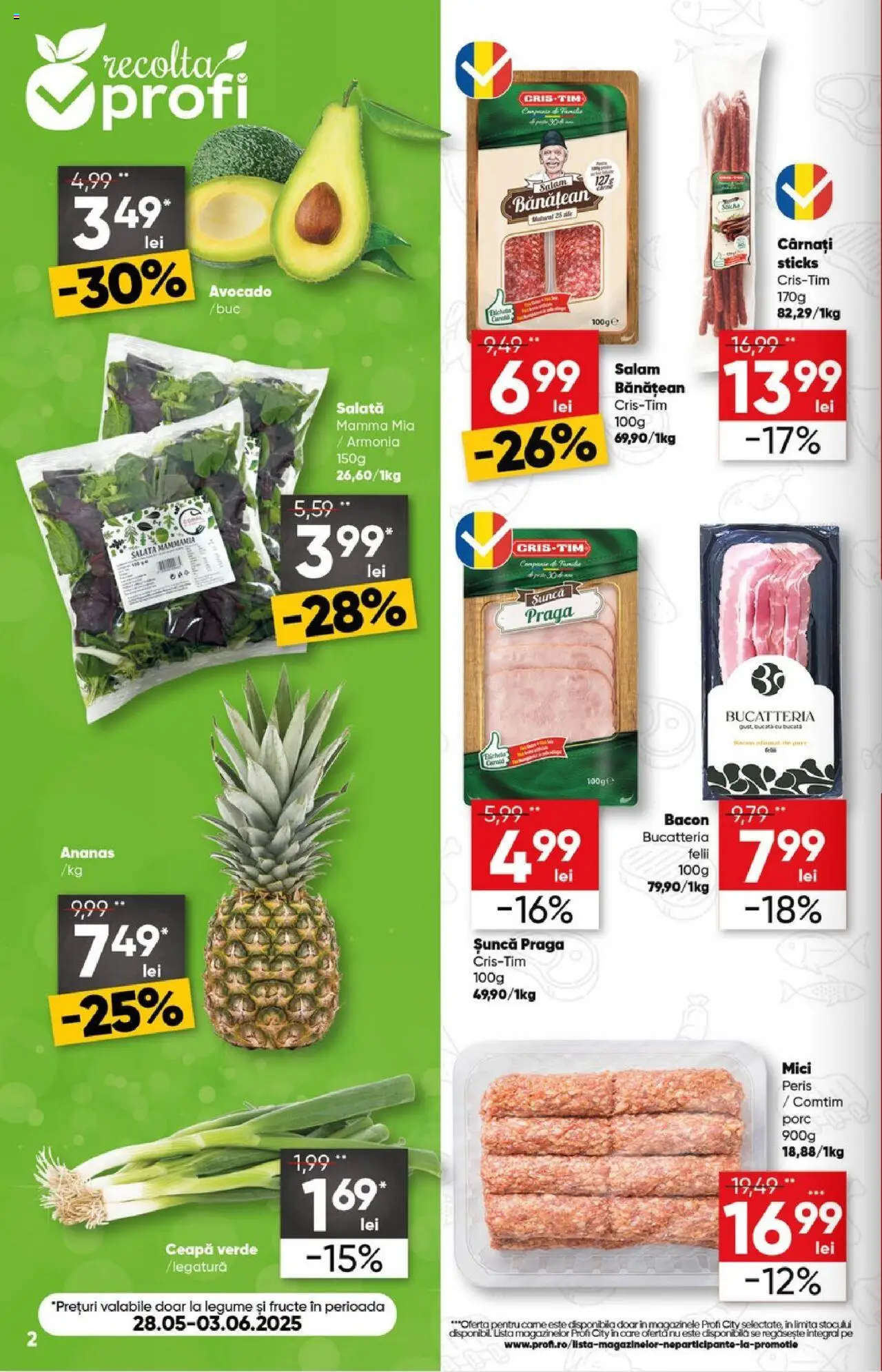 Catalog Profi 28 Mai - 9 Iunie 2025 | Pagina 2 | Produse: Bacon, Salam, Ananas, Ceapă