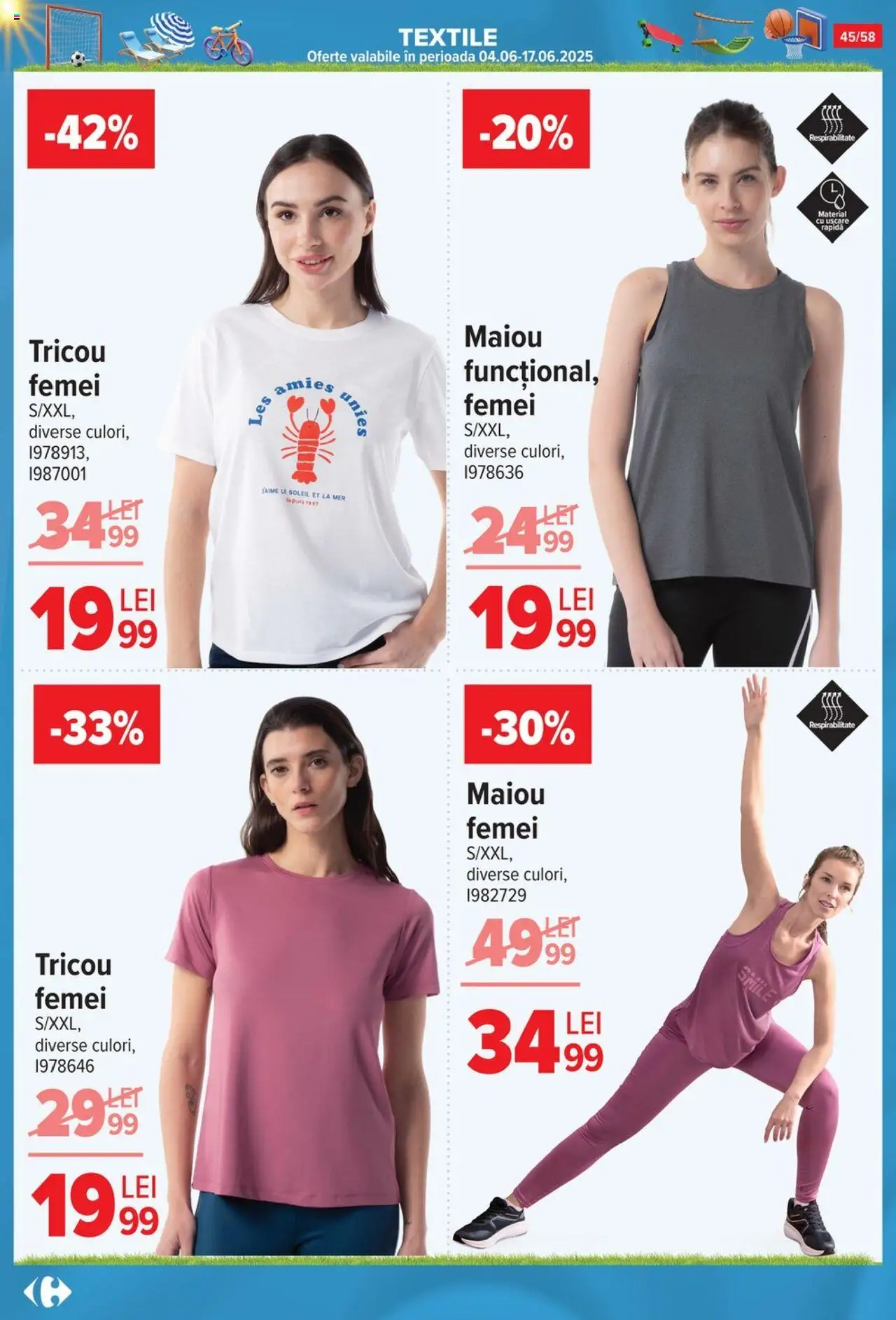 Catalog Carrefour 4 - 30 Iunie 2025 | Pagina 45 | Produse: Tricou, Maiou