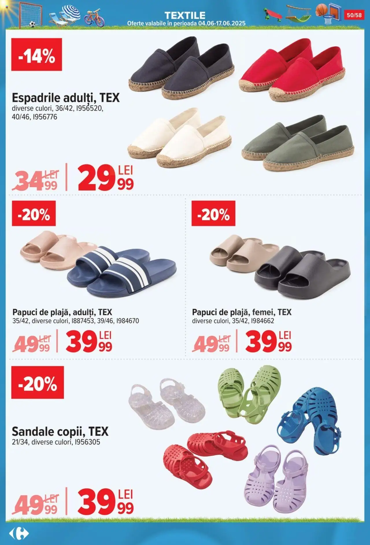 Catalog Carrefour 4 - 30 Iunie 2025 | Pagina 50 | Produse: Espadrile, Sandale, Papuci