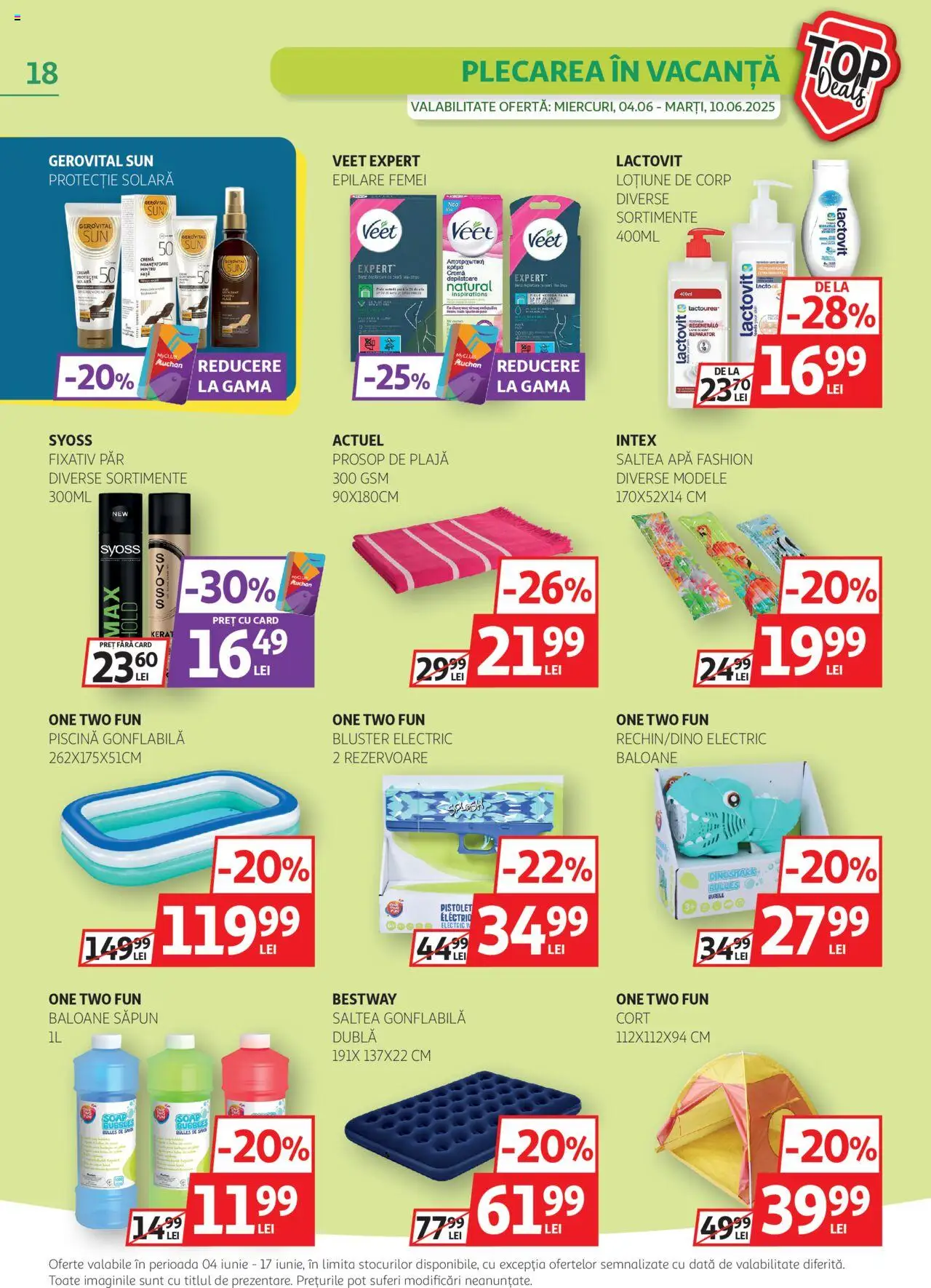 Catalog Auchan 4 - 16 Iunie 2025 | Pagina 18 | Produse: Cort, Saltea, Săpun, Apă