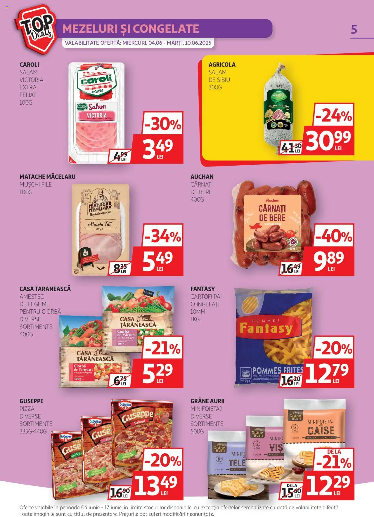 Catalog Auchan 4 - 16 Iunie 2025 | Pagina 5 | Produse: Salam, Pizza, Ahtapot, Cârnați