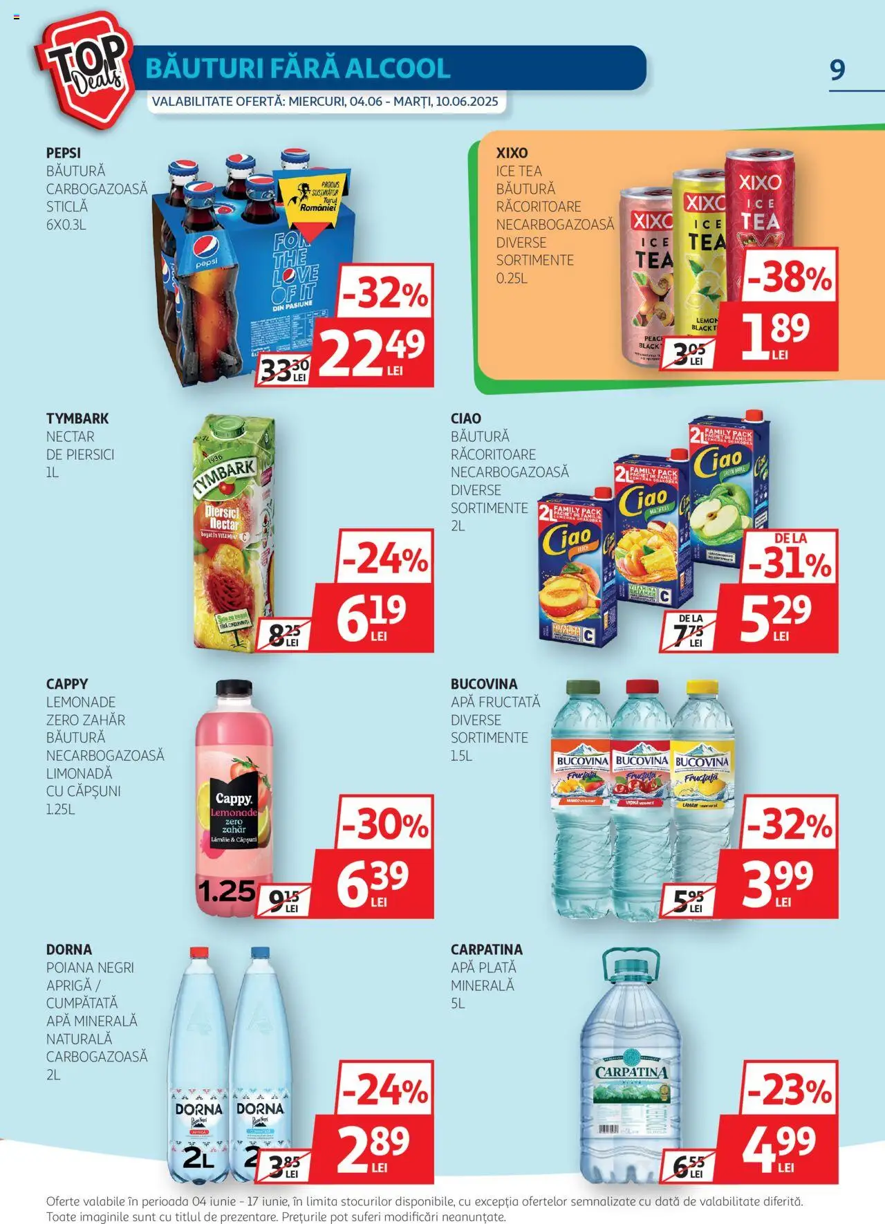 Catalog Auchan 4 - 16 Iunie 2025 | Pagina 9 | Produse: Sıcak su torbası, Yazı tahtası kalemi, Ice tea, Apă