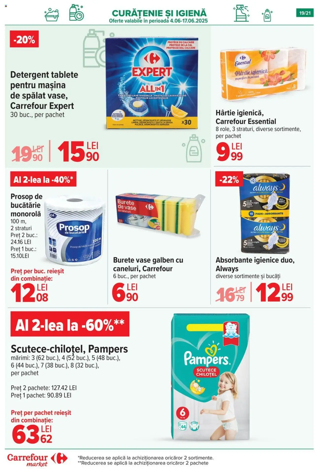 Catalog Carrefour 4 - 9 Iunie 2025 | Pagina 19 | Produse: Piersică, Detergent, Absorbante, Scutece