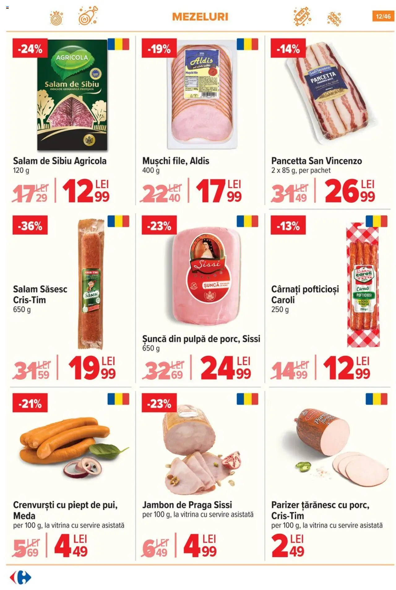 Catalog Carrefour 4 - 9 Iunie 2025 | Pagina 13 | Produse: Vitrină, Crenvurști, Salam, Șuncă