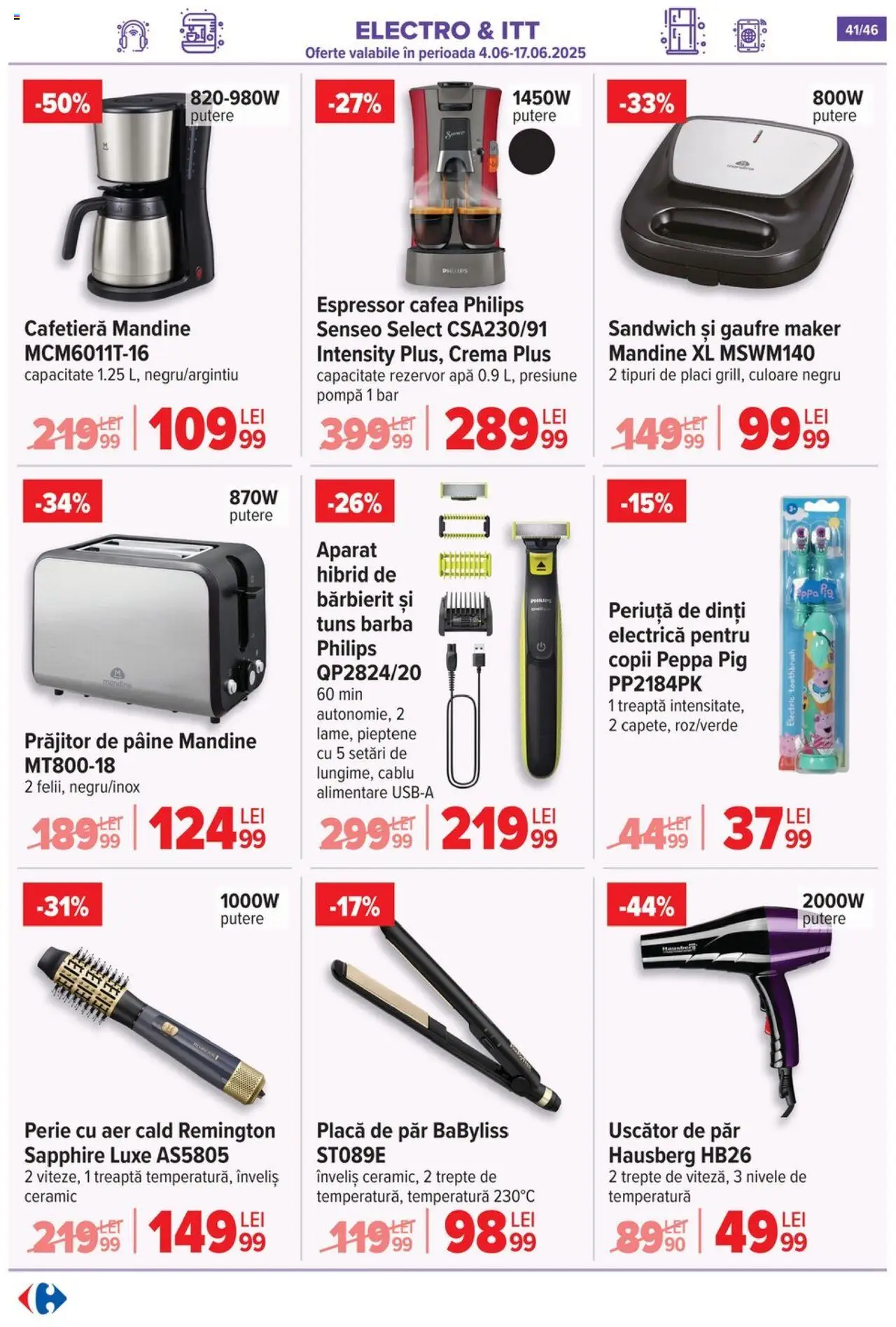 Catalog Carrefour 4 - 9 Iunie 2025 | Pagina 42 | Produse: Espressor, Uscător De Păr, Cremă, Pâine