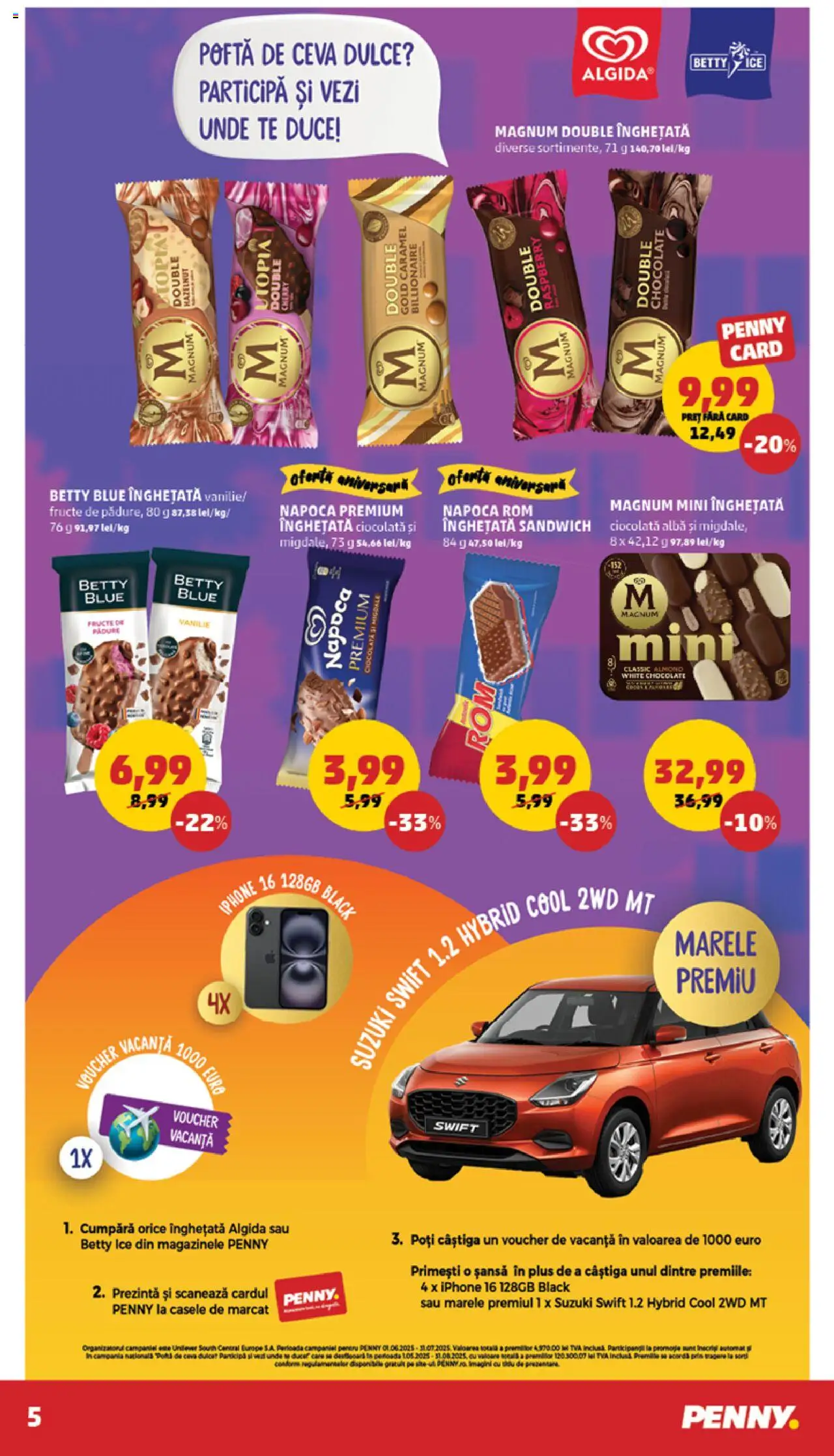 Catalog PENNY Market 4 - 9 Iunie 2025 | Pagina 5 | Produse: Migdale, Ciocolată, Rom, Înghețată