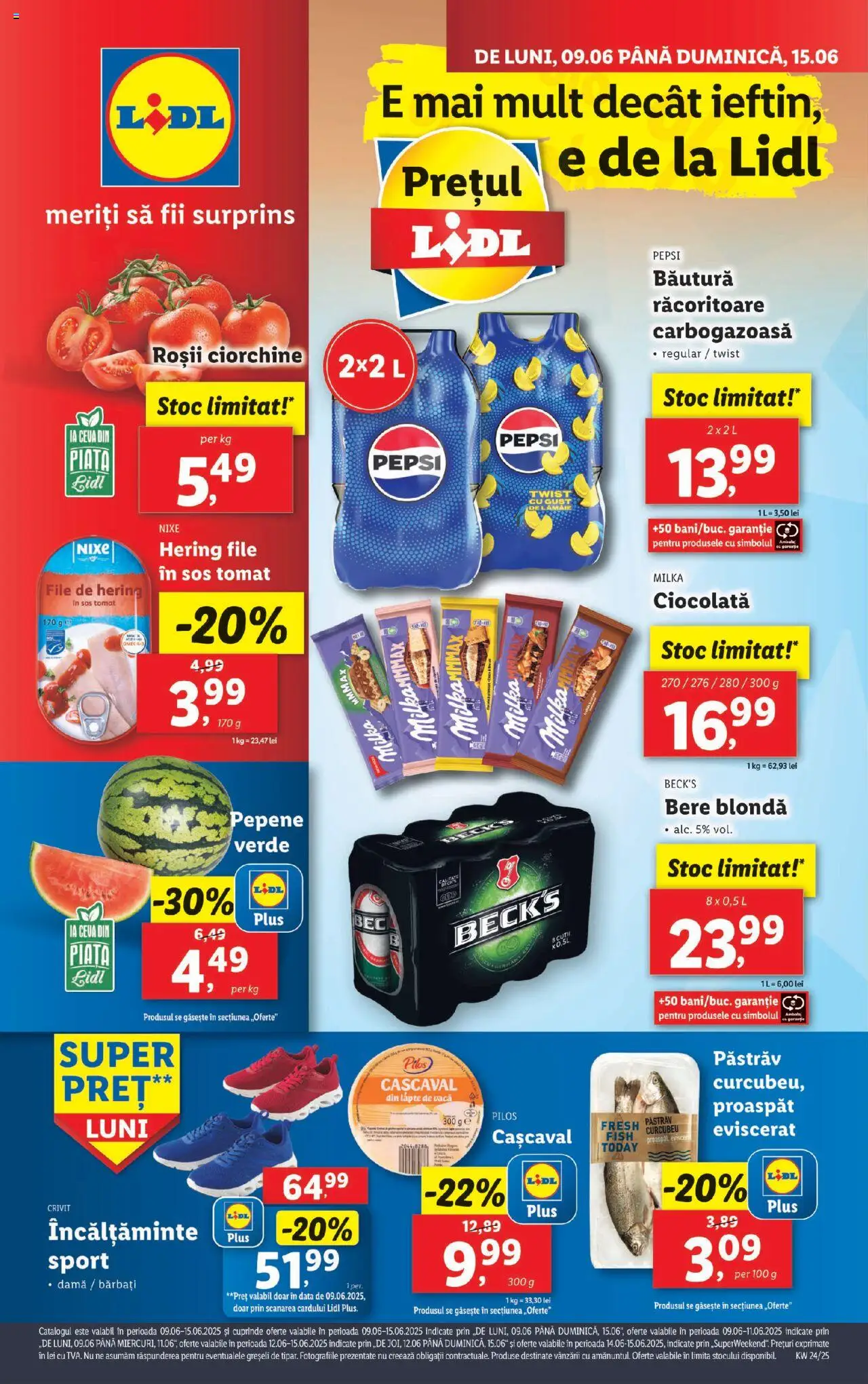 Catalog LIDL 9 - 14 Iunie 2025 | Pagina 1 | Produse: Lapte, Ciocolată, Roșii, Sos